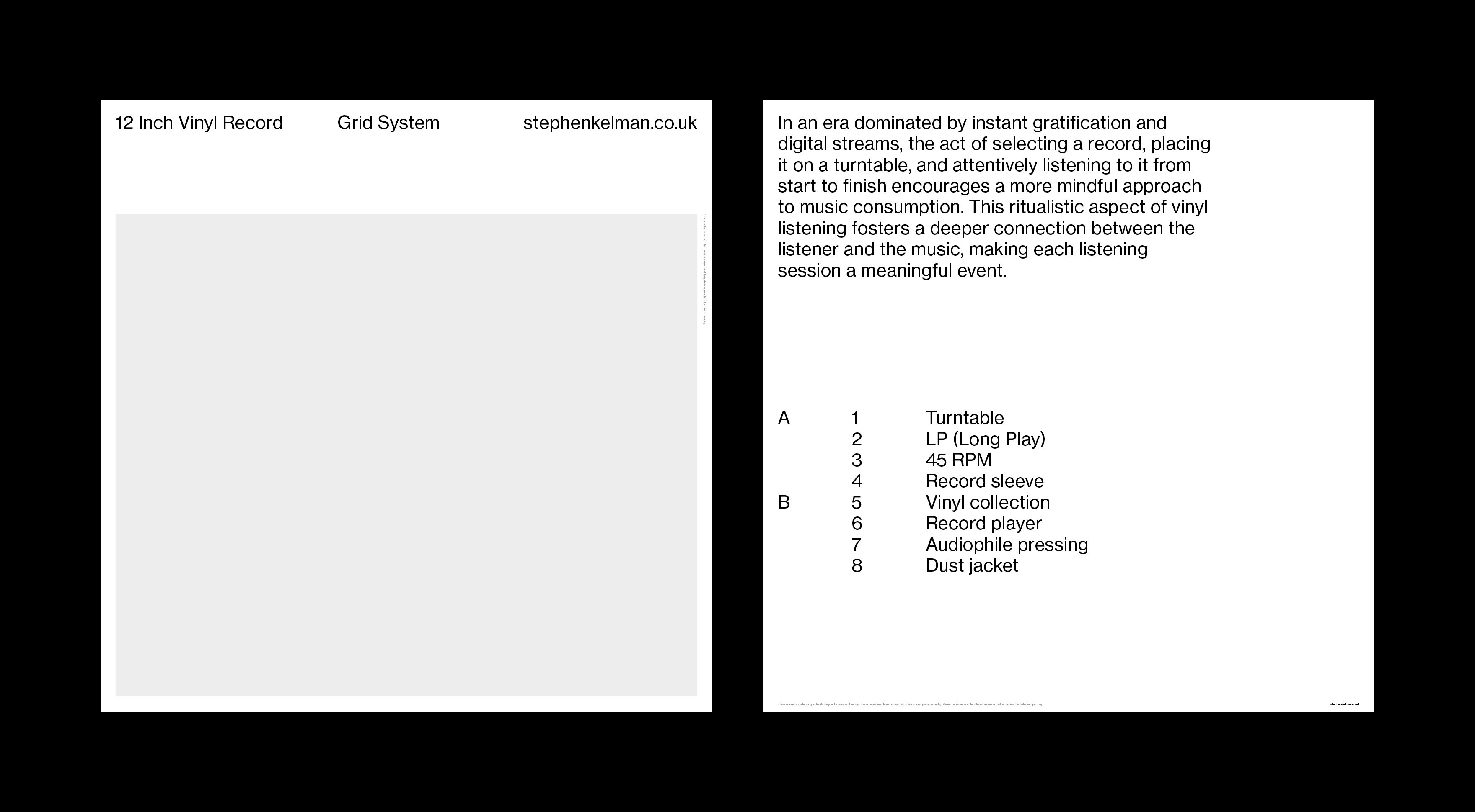 Minimalist sleeve design emphasizing grid alignment and typographic hierarchy