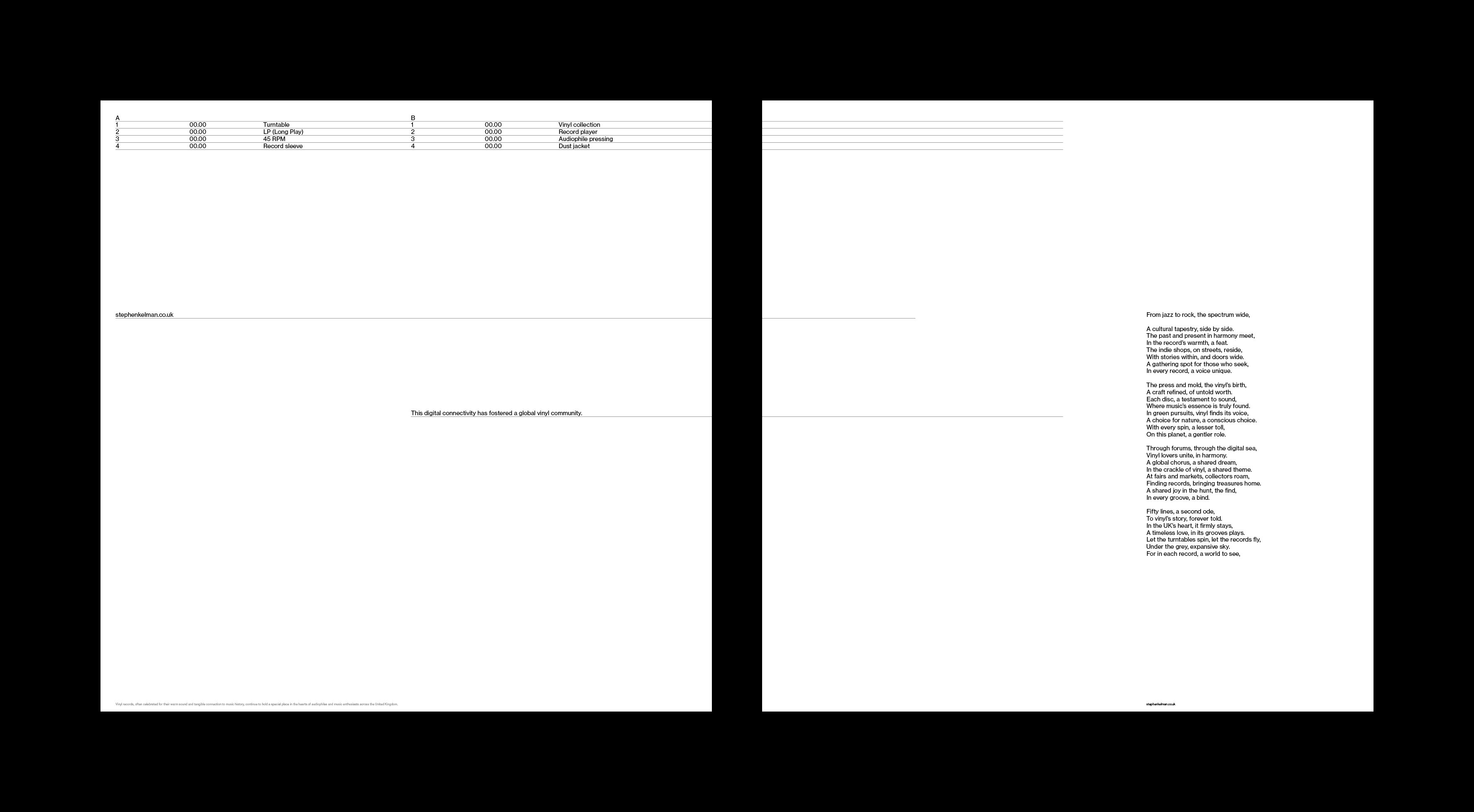 Vinyl cover design demonstrating comprehensive style sheet implementation