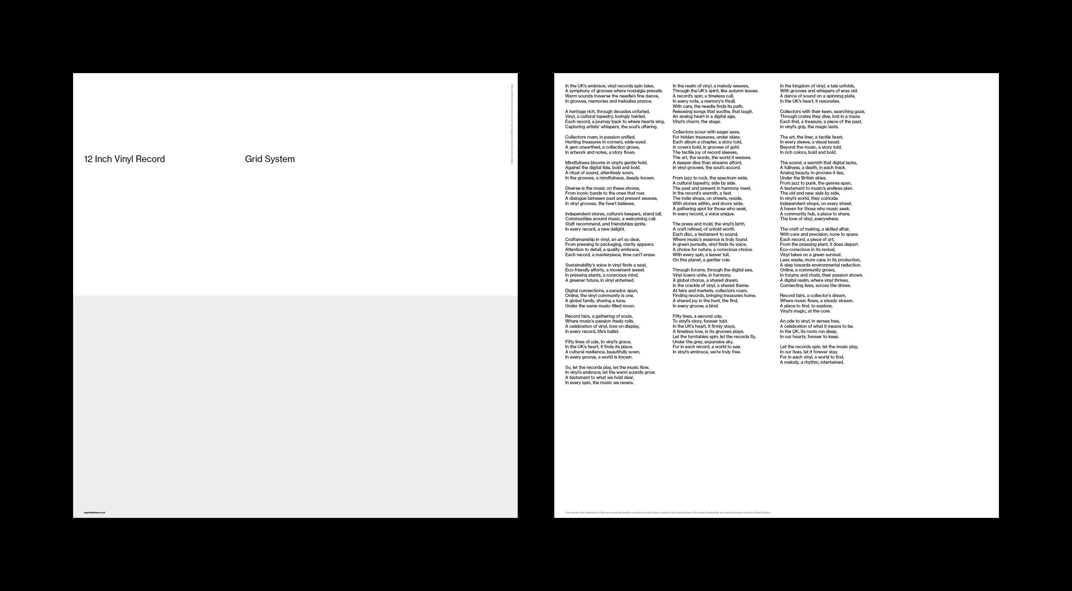 Vinyl cover design featuring minimalist elements and structured grid system.
