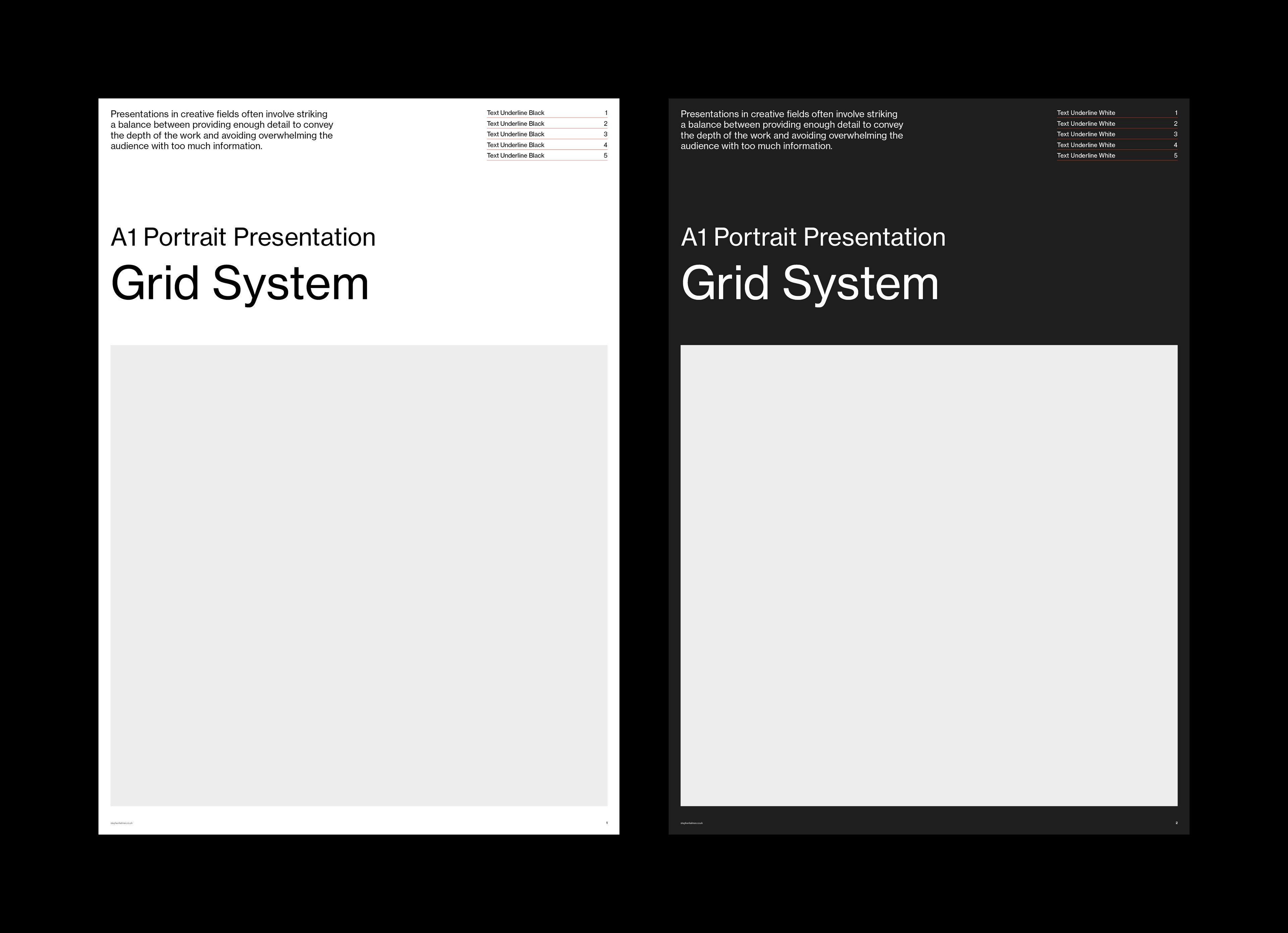 Light and dark cover variants side by side, each with title, intro paragraph and large image placeholder.