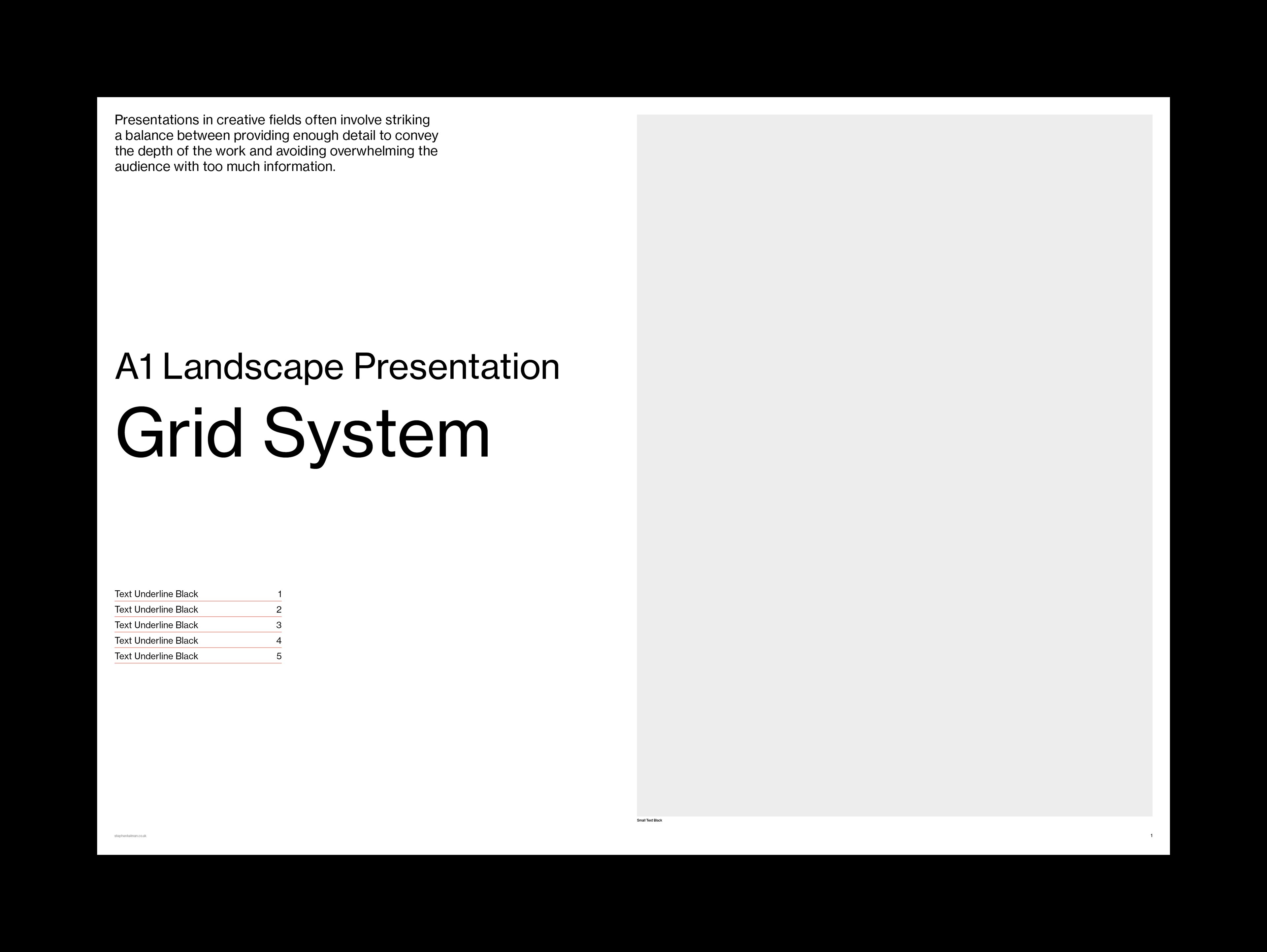 White landscape cover with title, intro text, indexed contents list and large image placeholder.