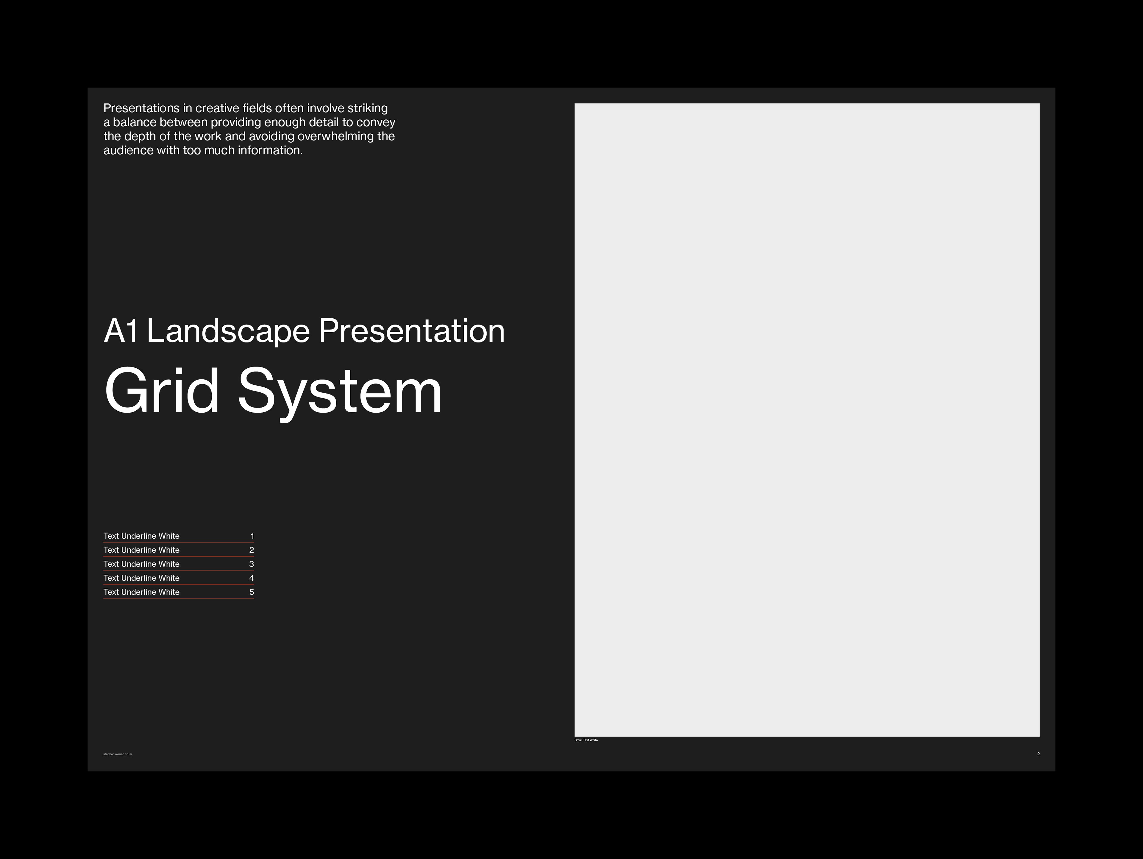 Black version of the cover layout with white title and a full-height image placeholder on the right.