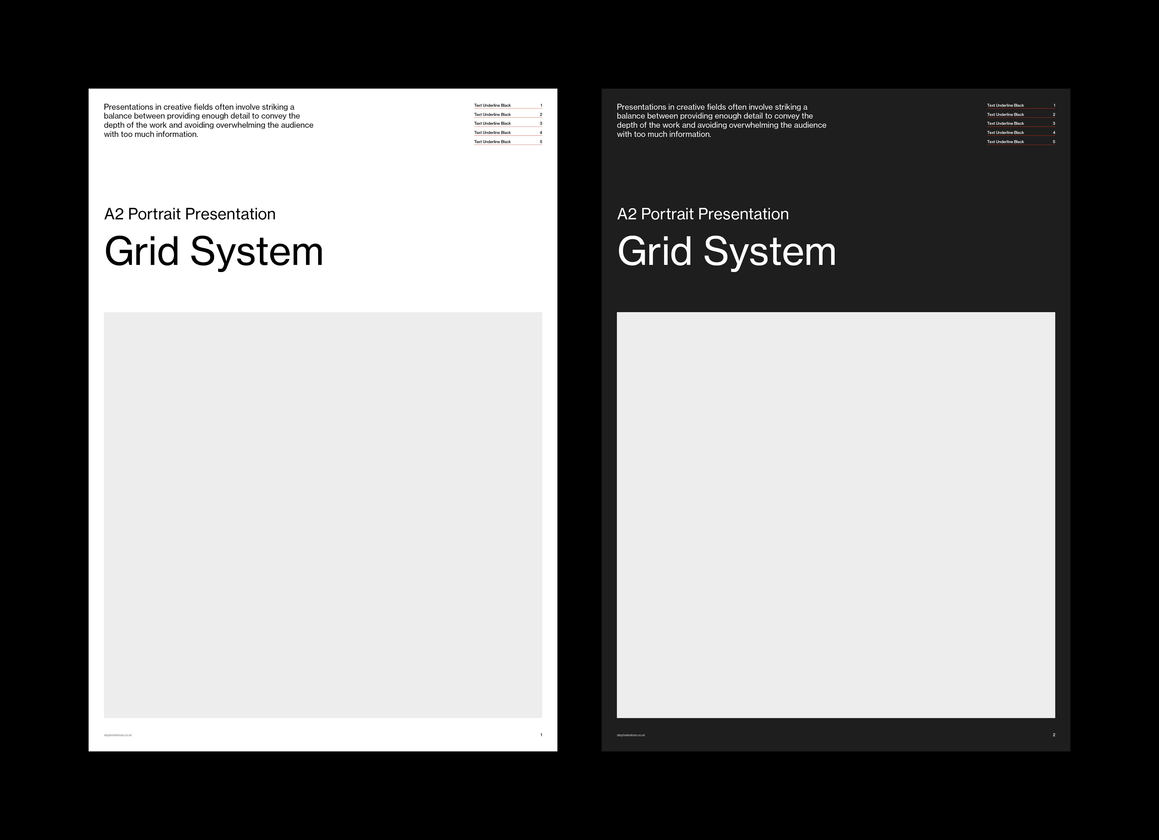 Light and dark cover versions with title, intro paragraph and large image placeholder.