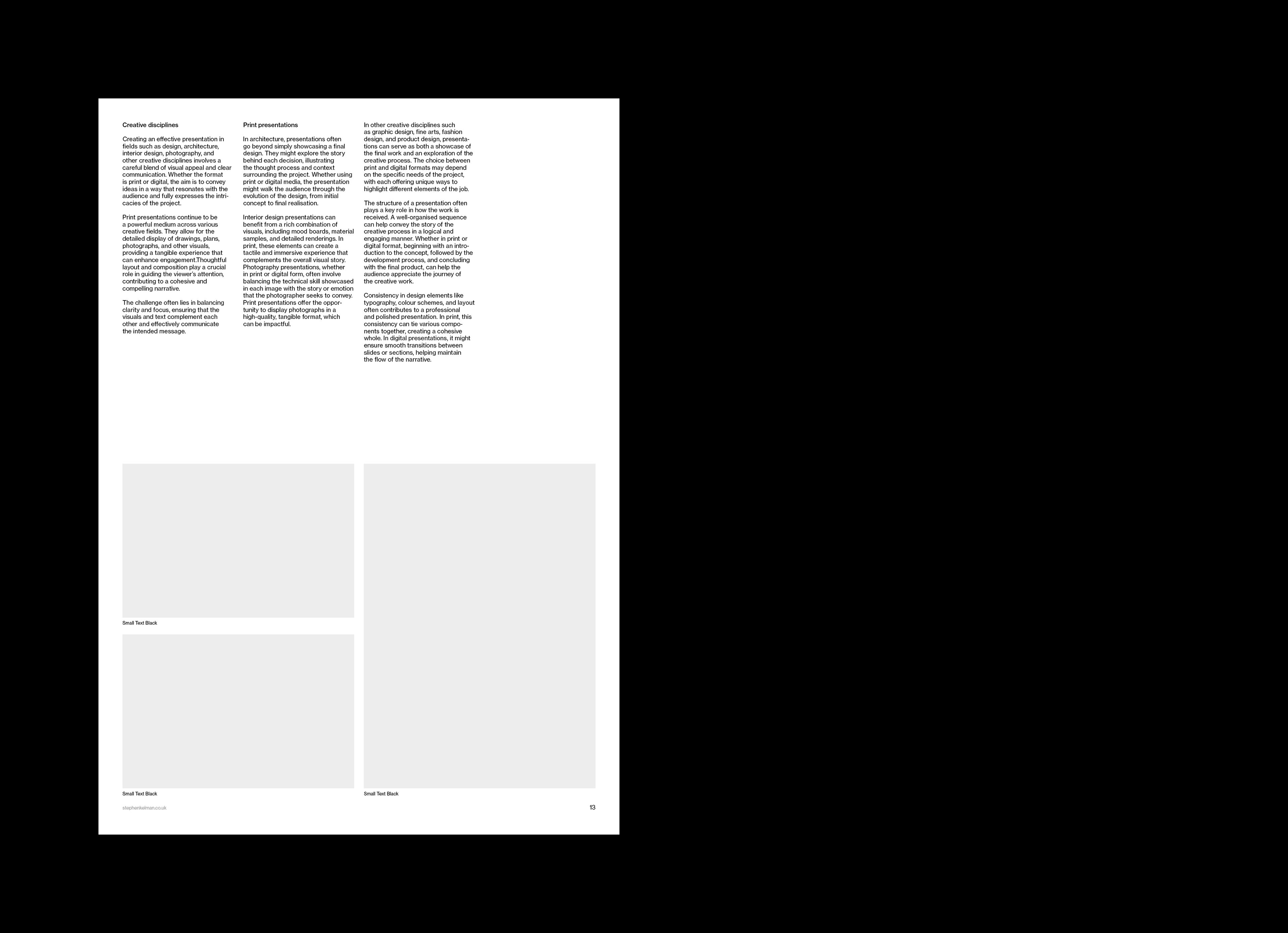 Single portrait page combining two text columns with a tall captioned image placeholder