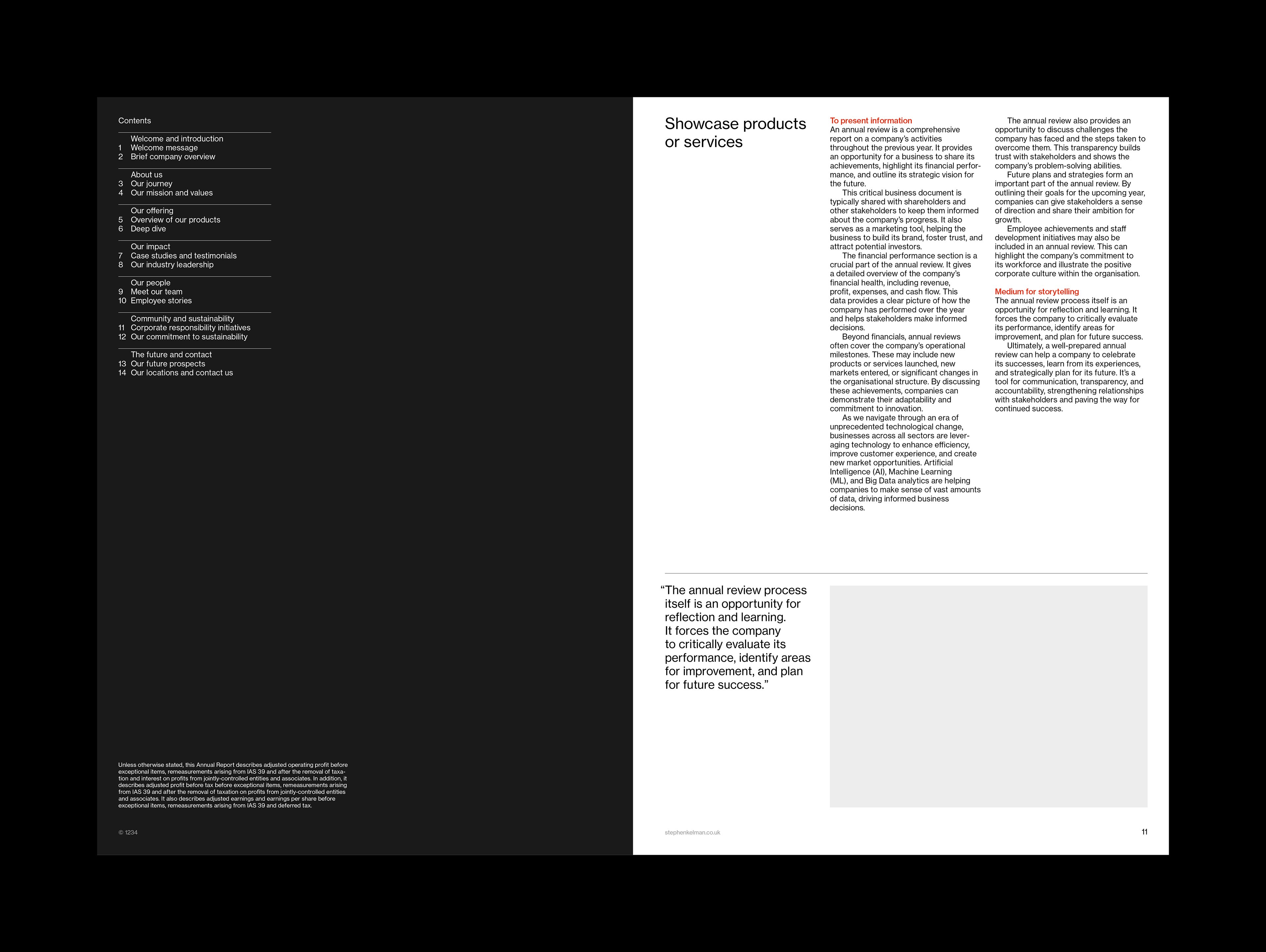 A4 Annual Report Grid System for InDesign | Inside front cover layout