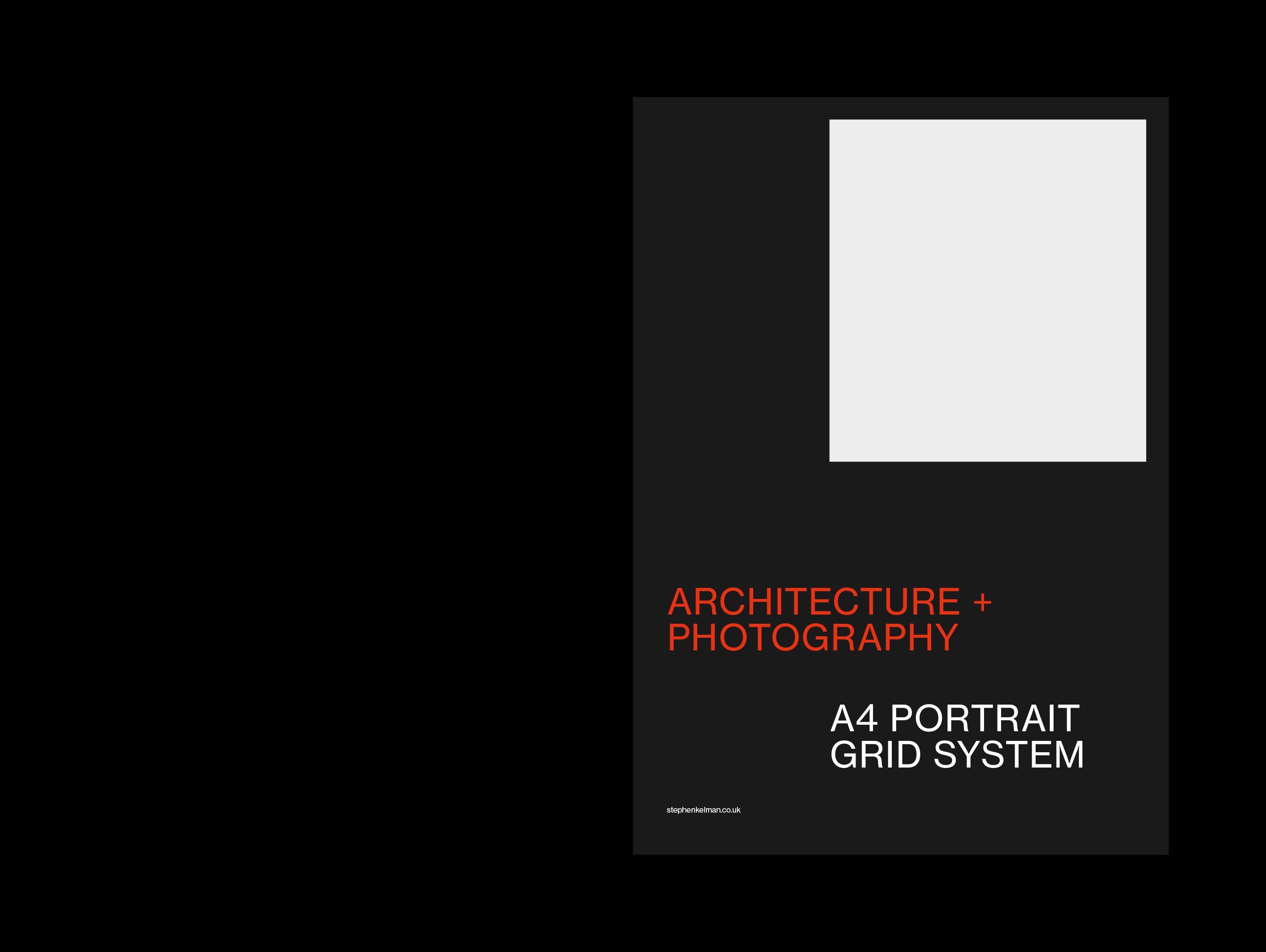 Black cover with Architecture + Photography set in red above the A4 Portrait Grid System title