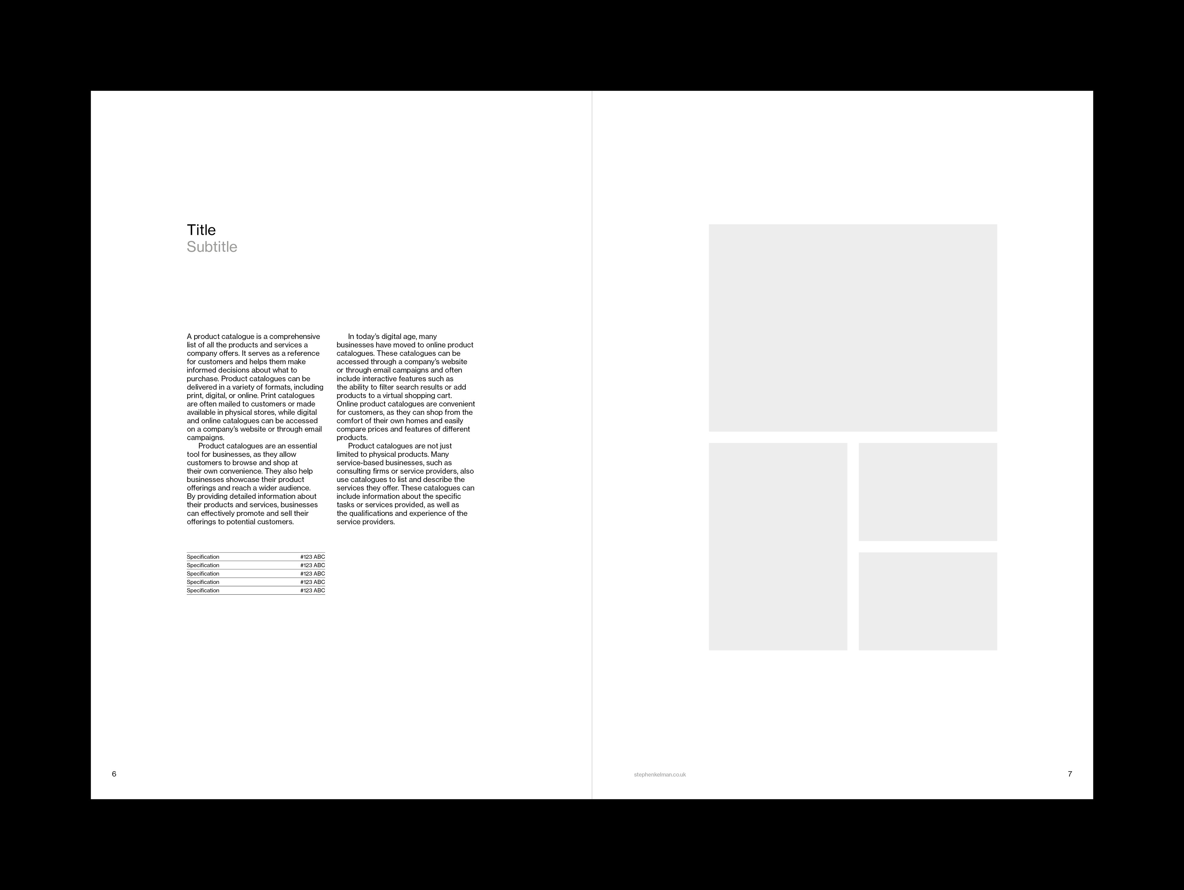 Product Catalogue Brochure A4 Grid System for InDesign | Spread for Single Product