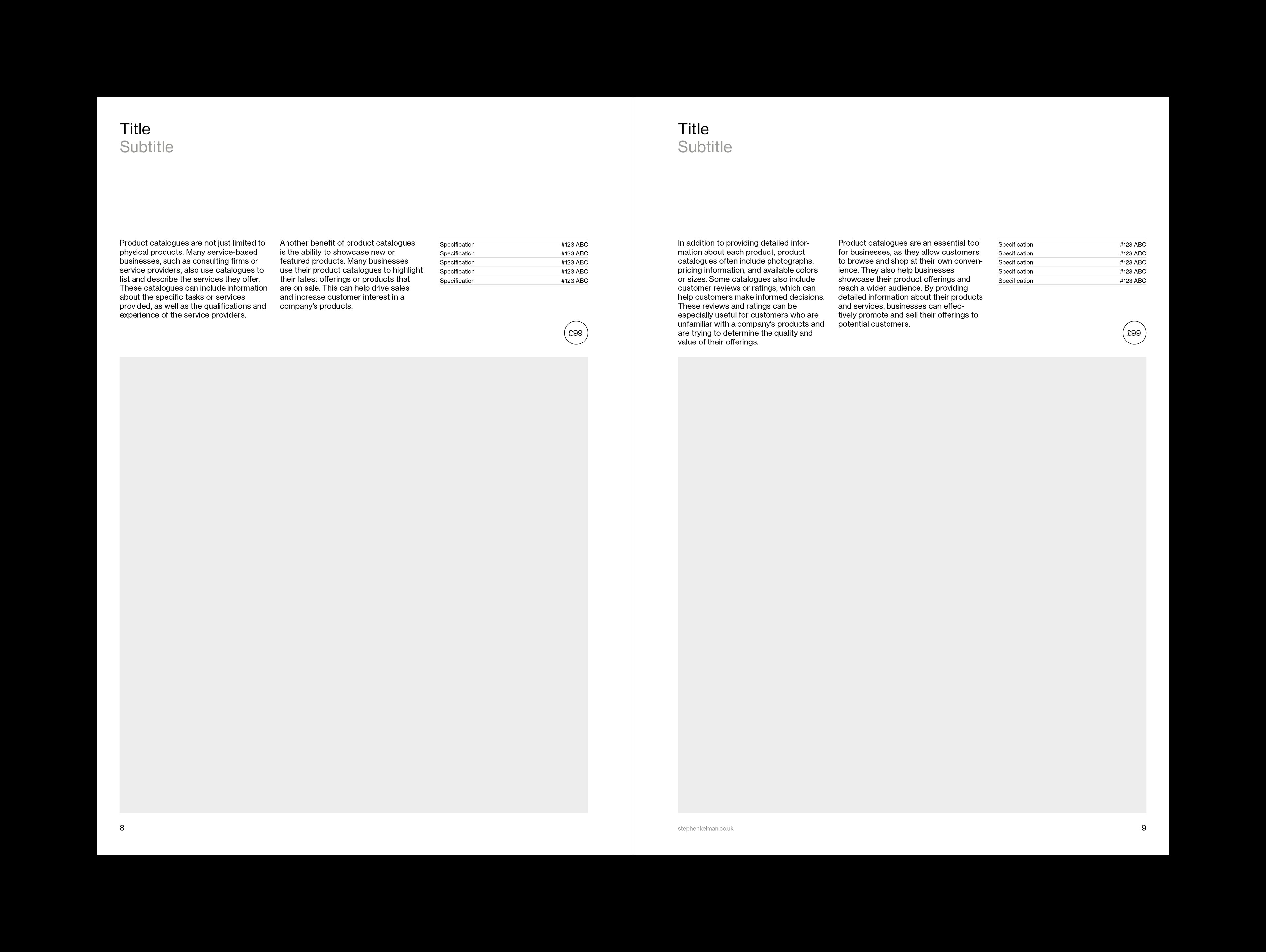 Product Catalogue Brochure A4 Grid System for InDesign | Spread for Two Products