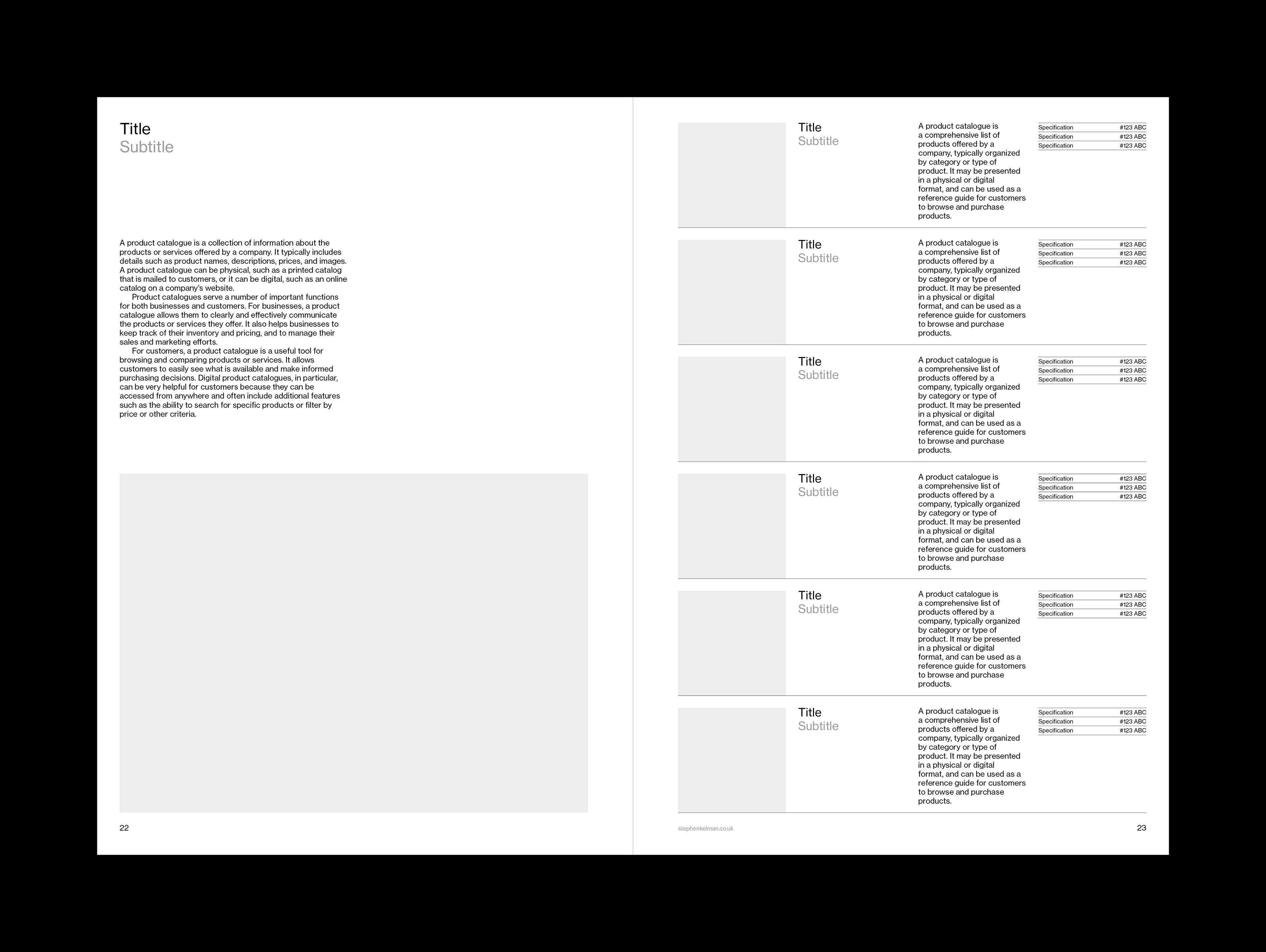 Product Catalogue Brochure A4 Grid System for InDesign | Page for Six Products