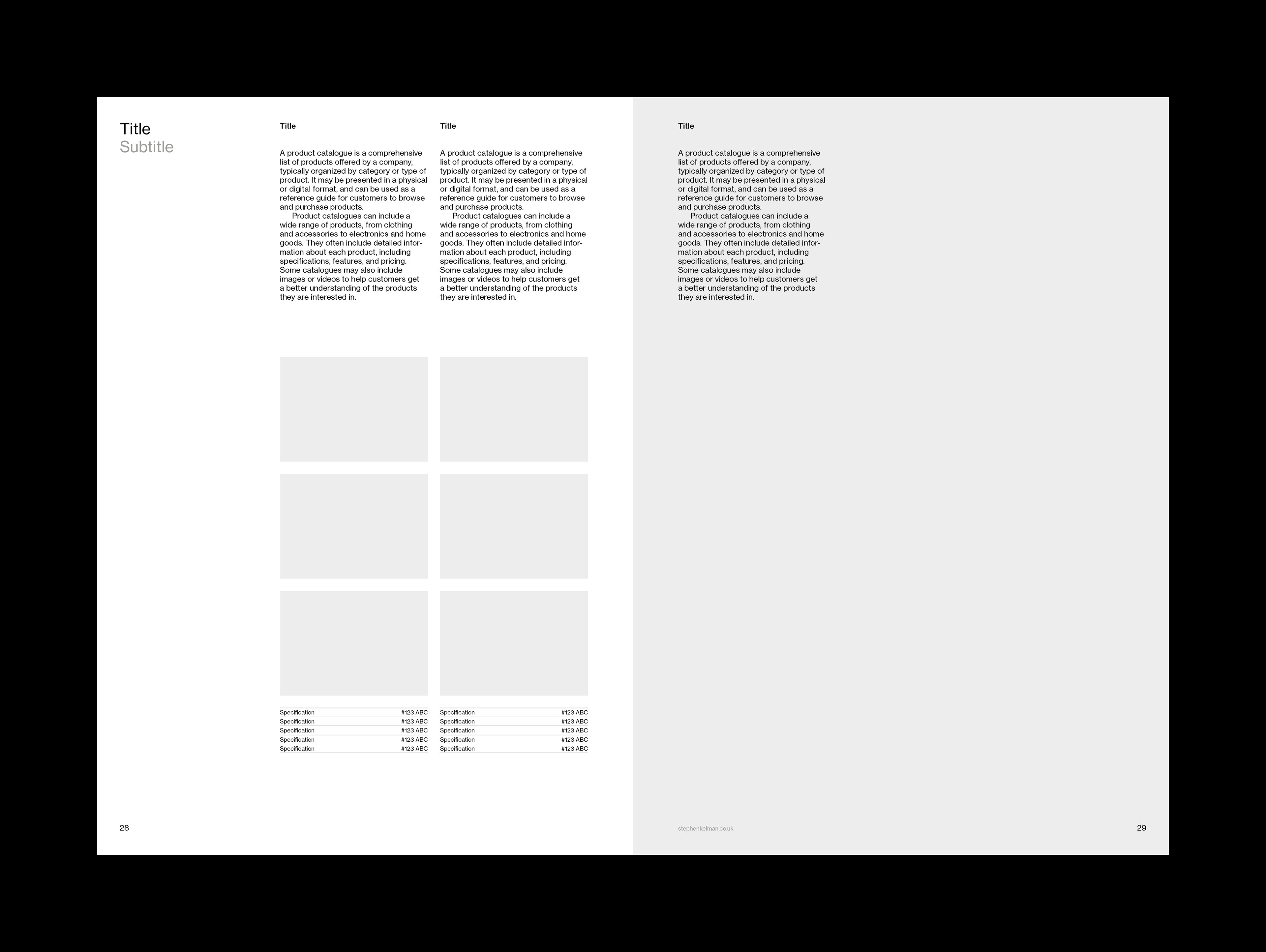 Product Catalogue Brochure A4 Grid System for InDesign | Mixed Product Spread