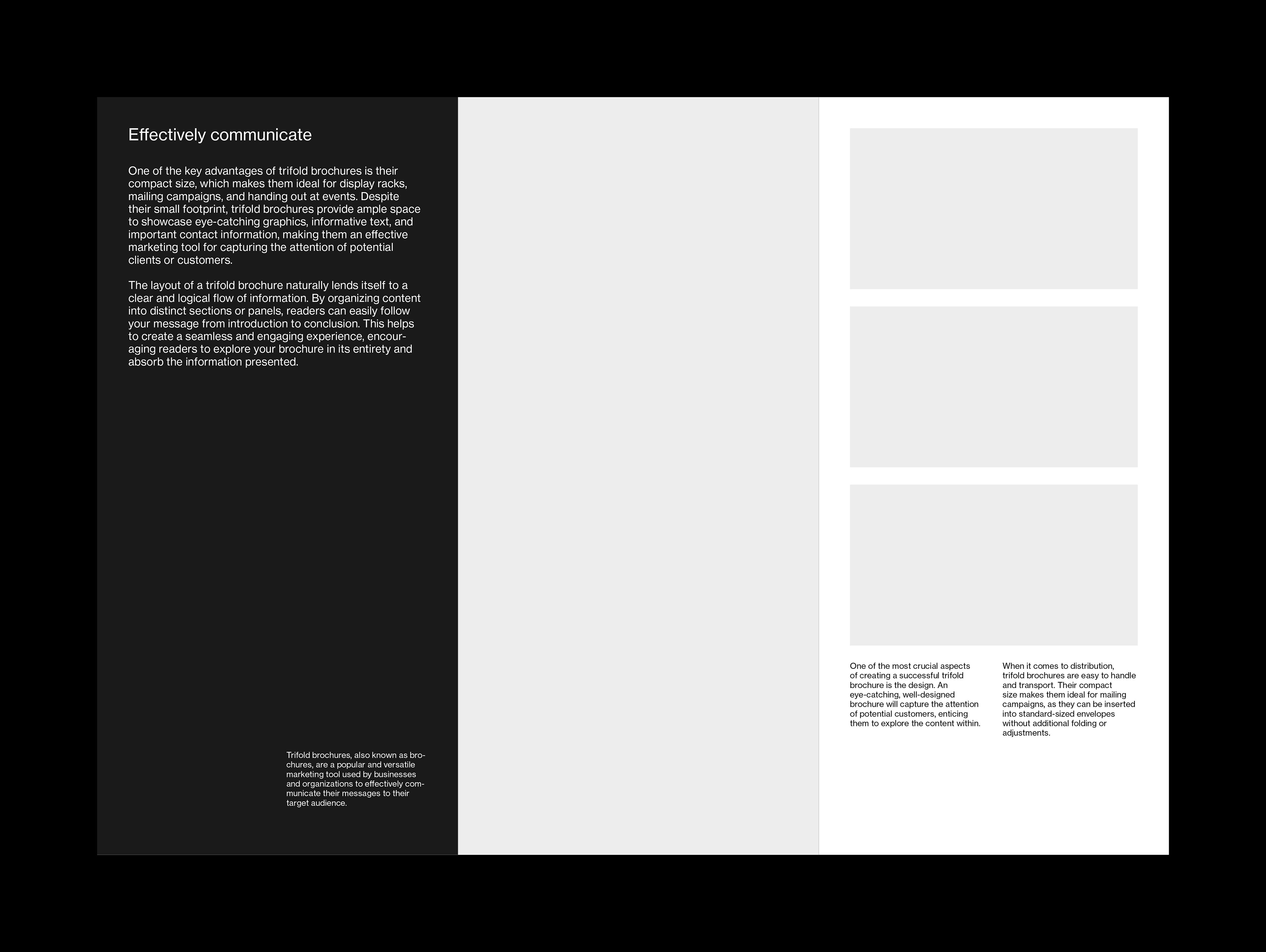 Inside spread layout for trifold brochure template