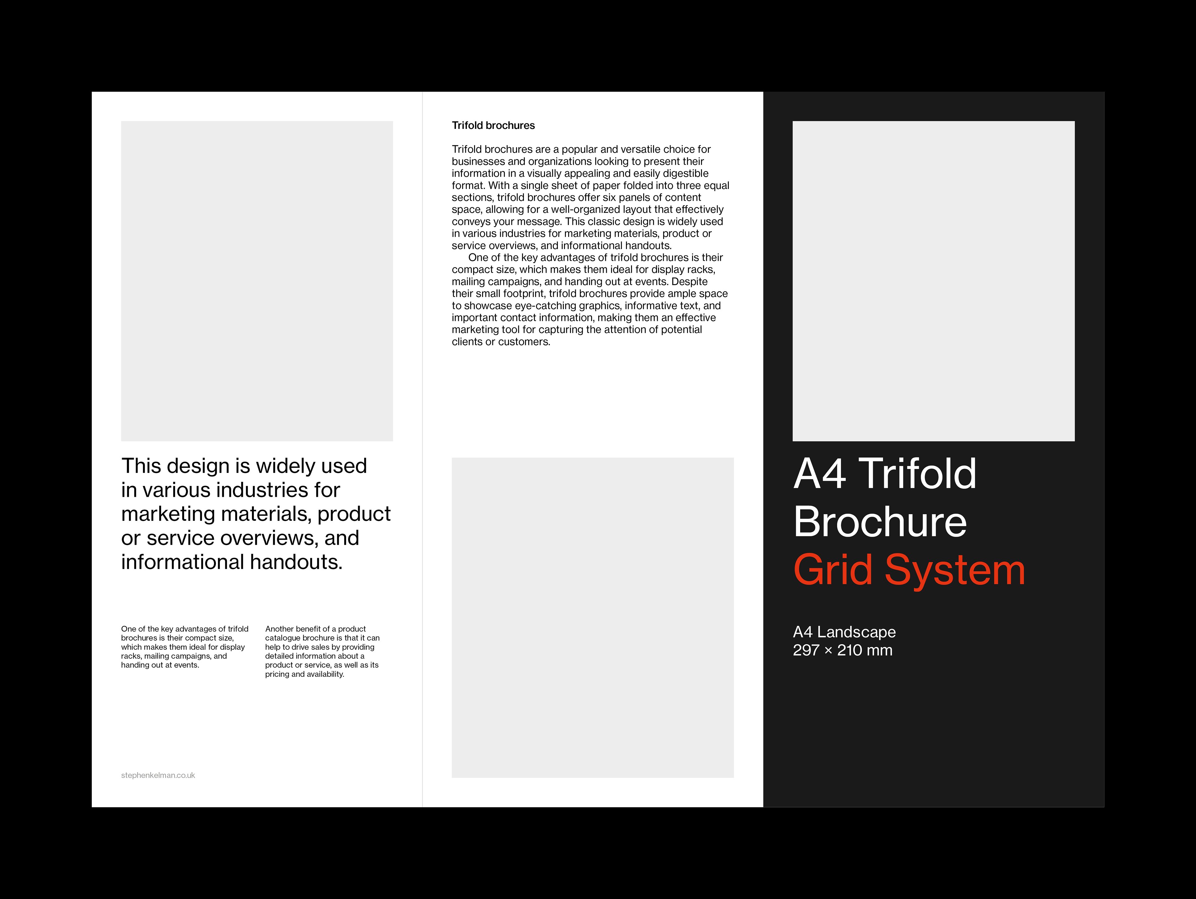Outside spread layout for trifold brochure template.