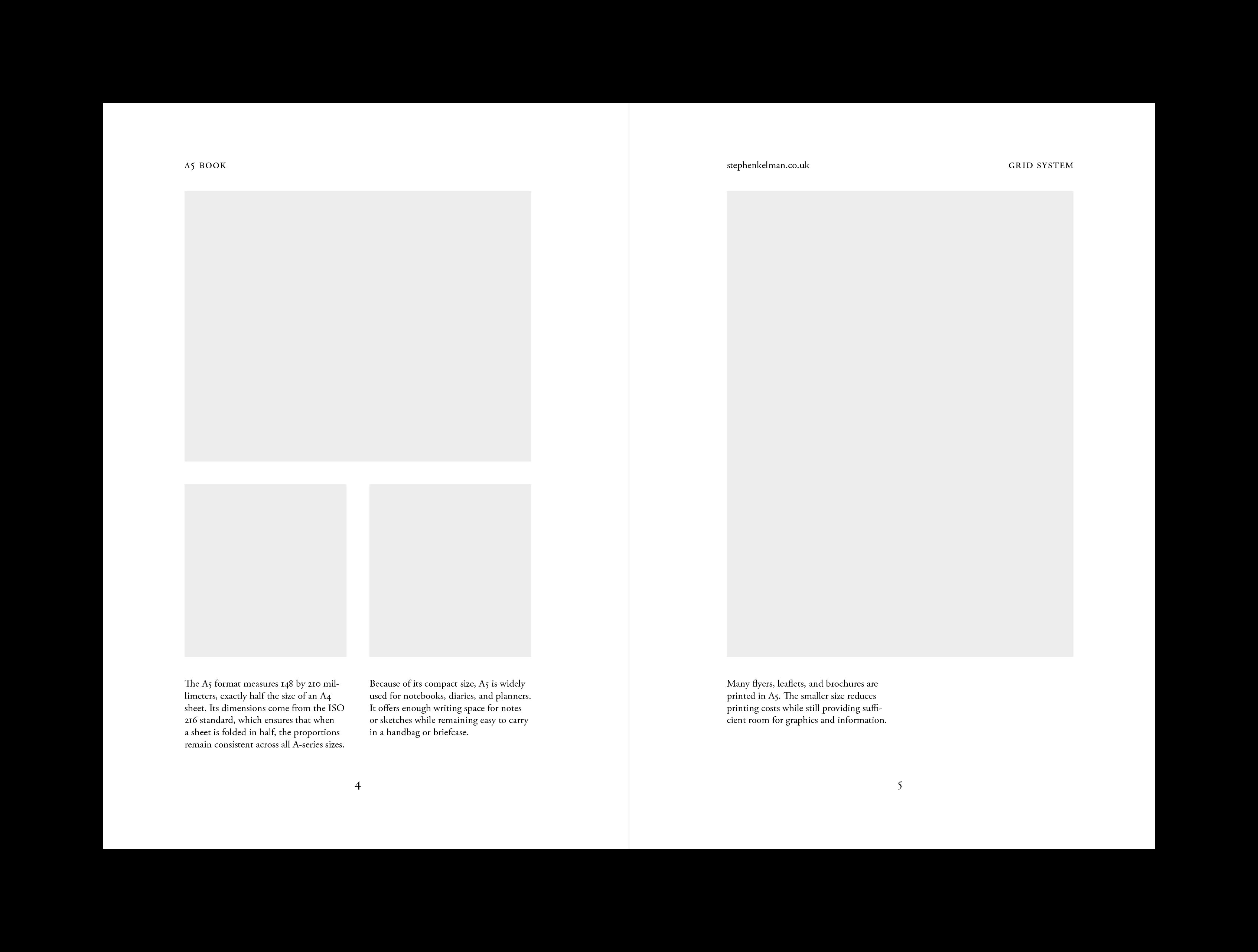 Illustrated spread pairing a large image with two smaller plates and captions on the left page