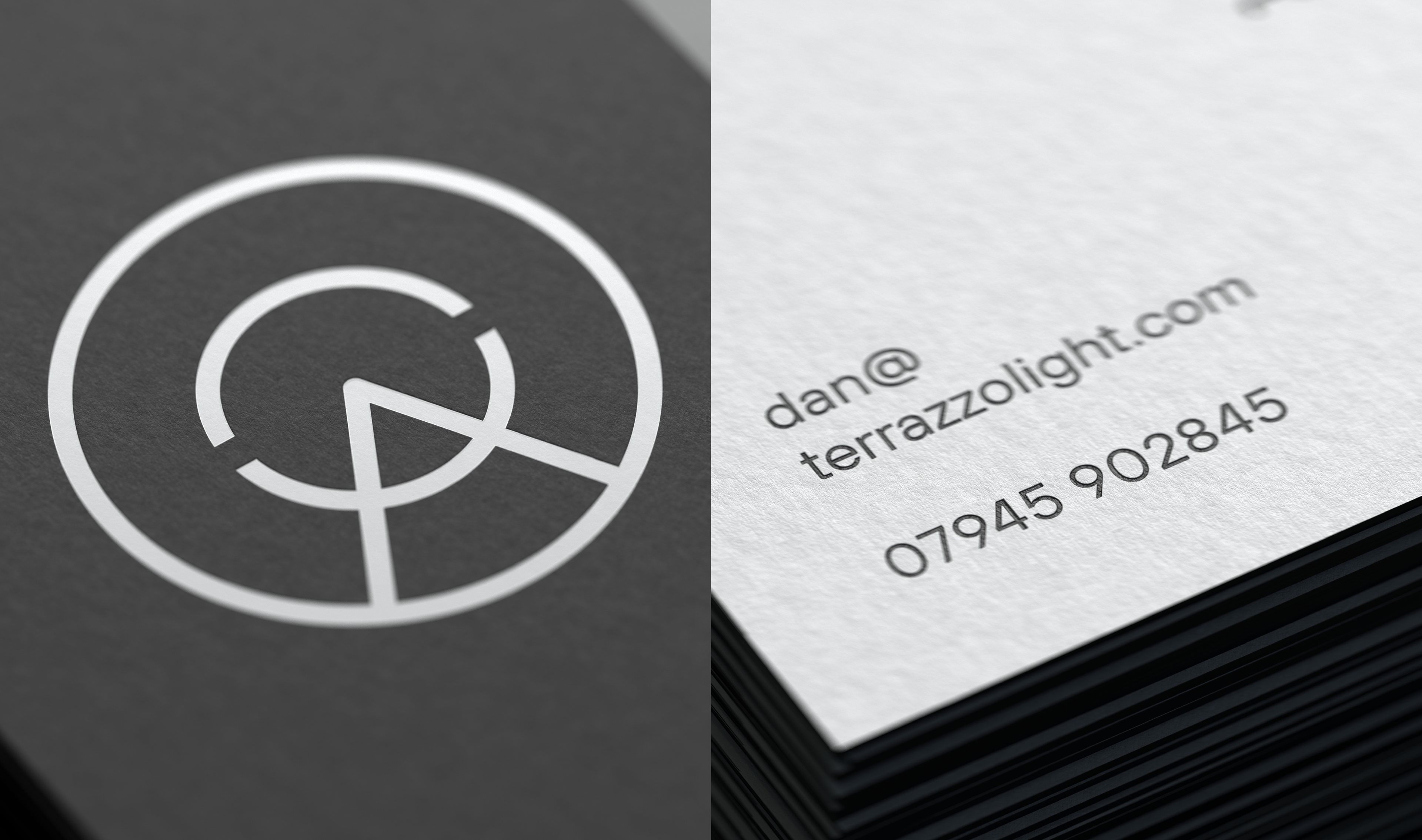 Close-up of Andreozzi Wright business cards