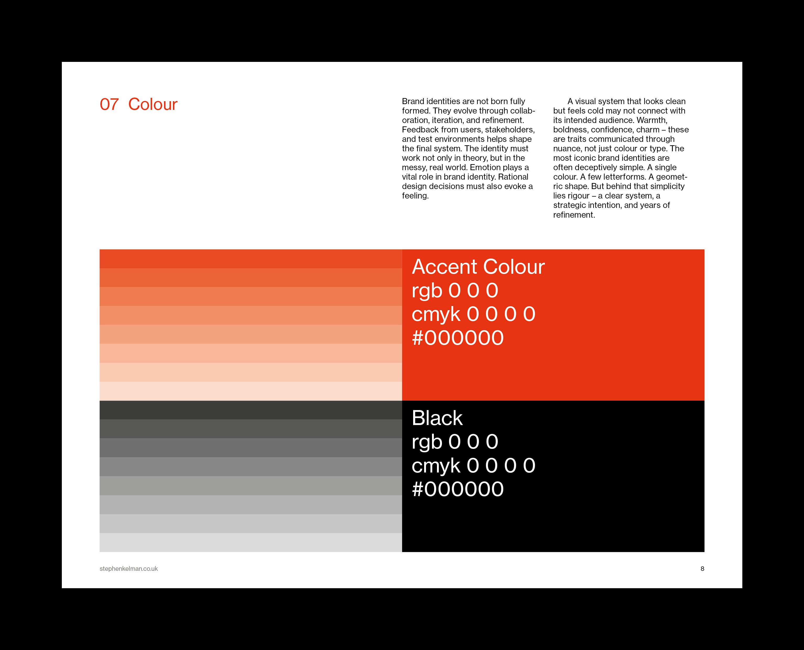Colour page with red and grey tint ladders plus accent and black colour breakdowns.