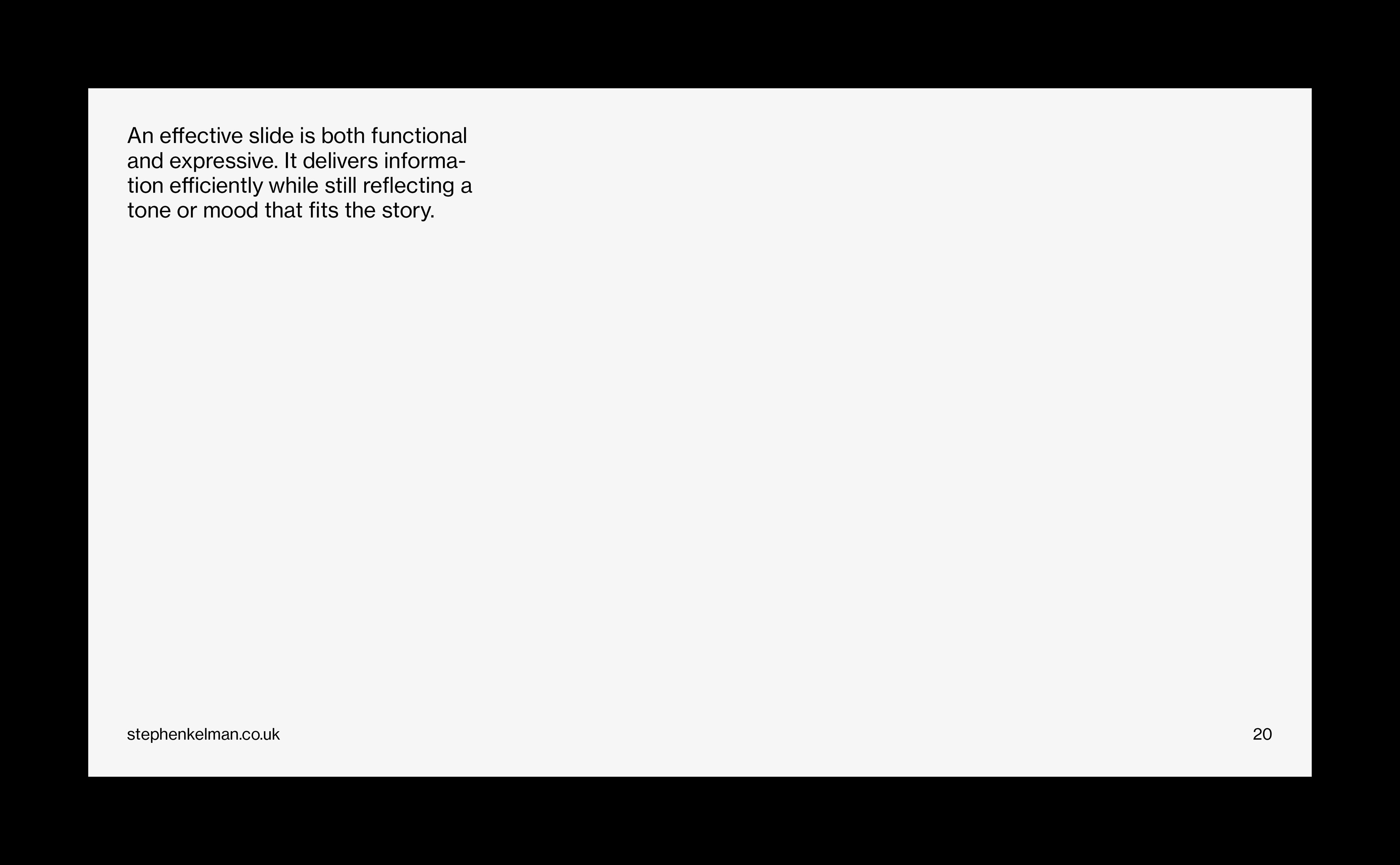 Minimalist presentation slide using whitespace and focused typography