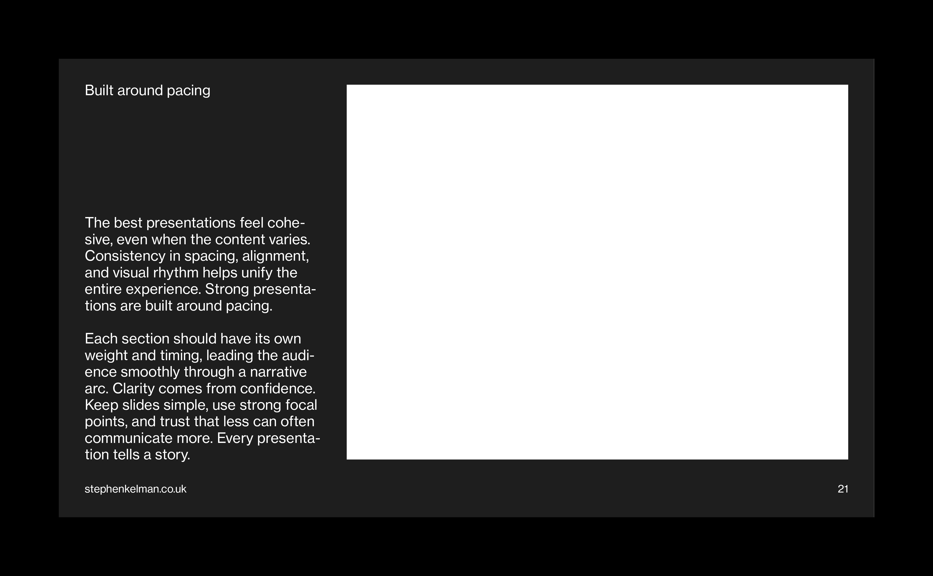 Presentation slide with sidebar text and feature image