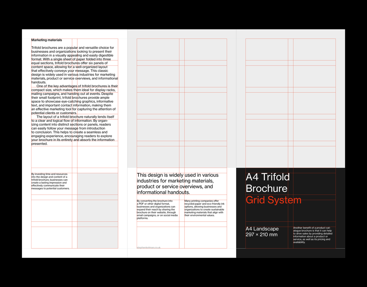 A4 Trifold Brochure Grid System for InDesign