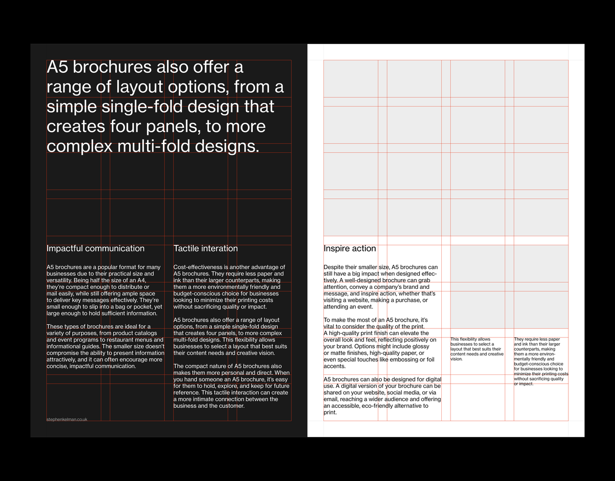 A5 Brochure Grid System for InDesign
