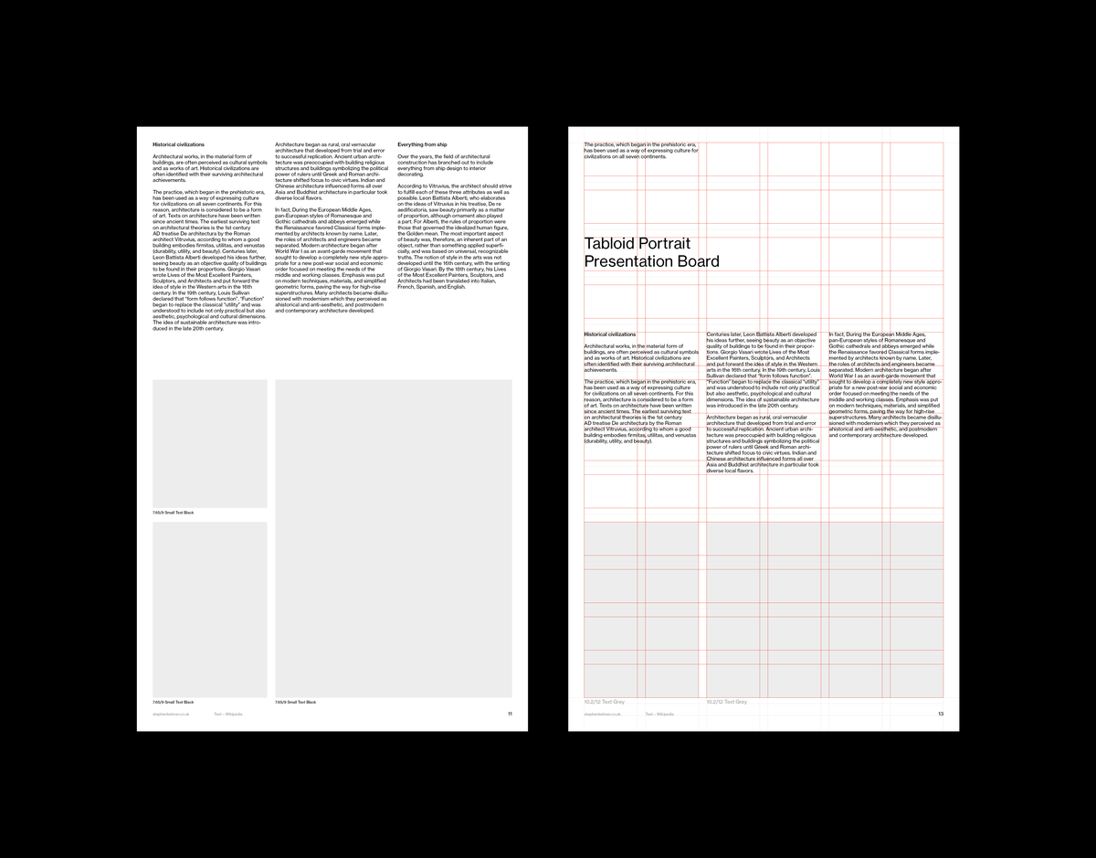 Tabloid Portrait Presentation Grid System for InDesign