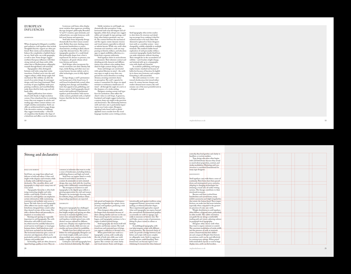 Serif Series A4 Landscape Grid System for InDesign