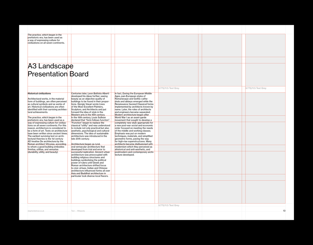A3 Presentation Grid System for InDesign | Landscape