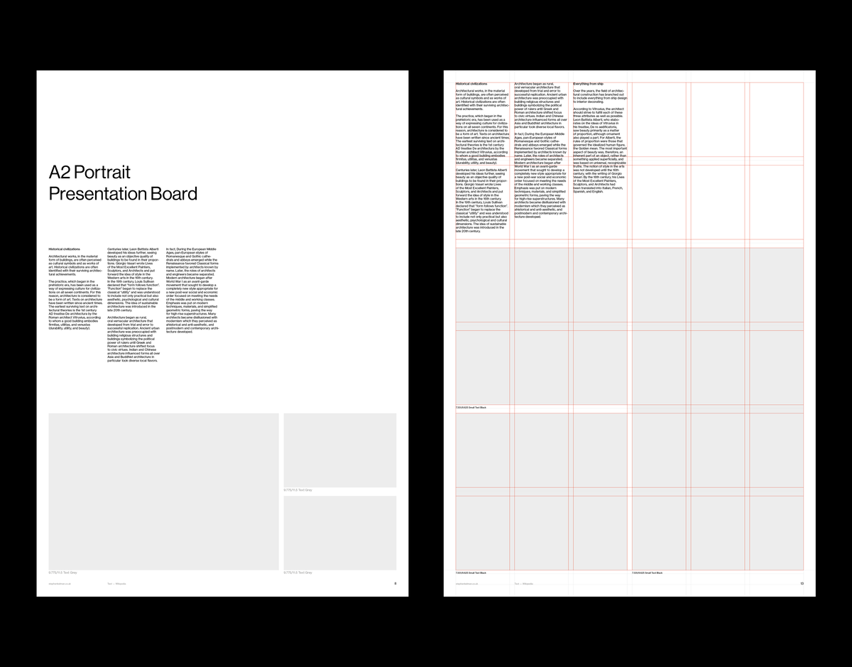 A2 Presentation Grid System for InDesign | Portrait