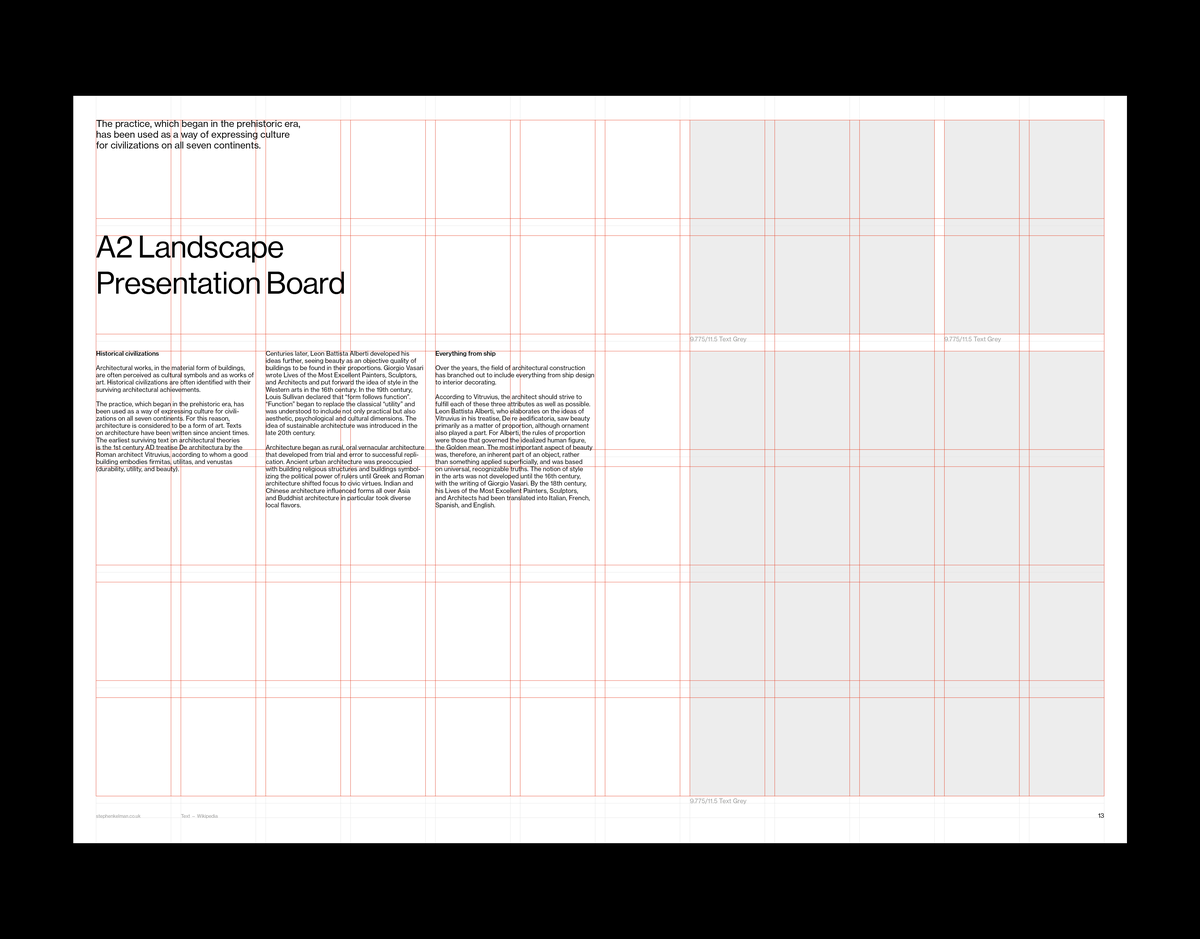 A2 Presentation Grid System for InDesign