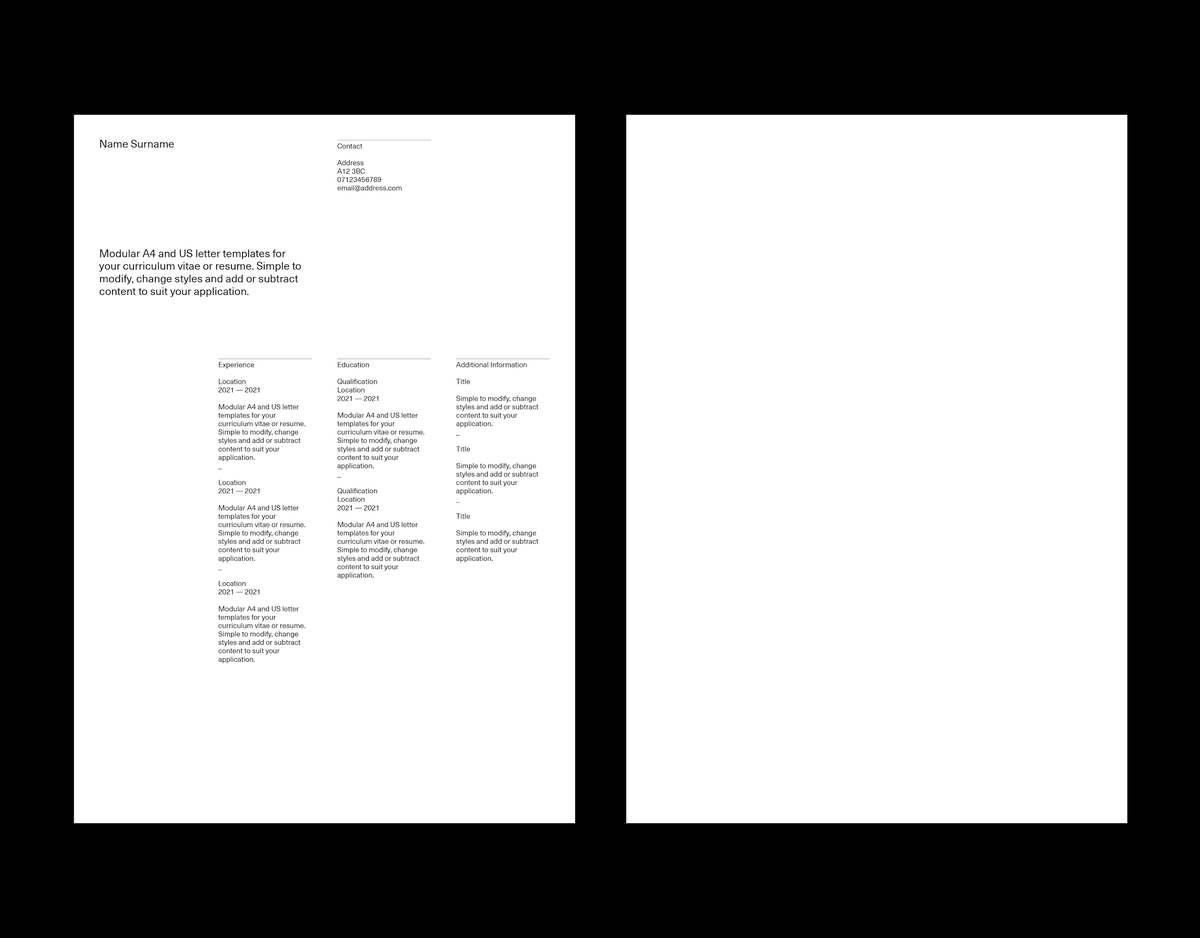CV and Resume Template for Indesign