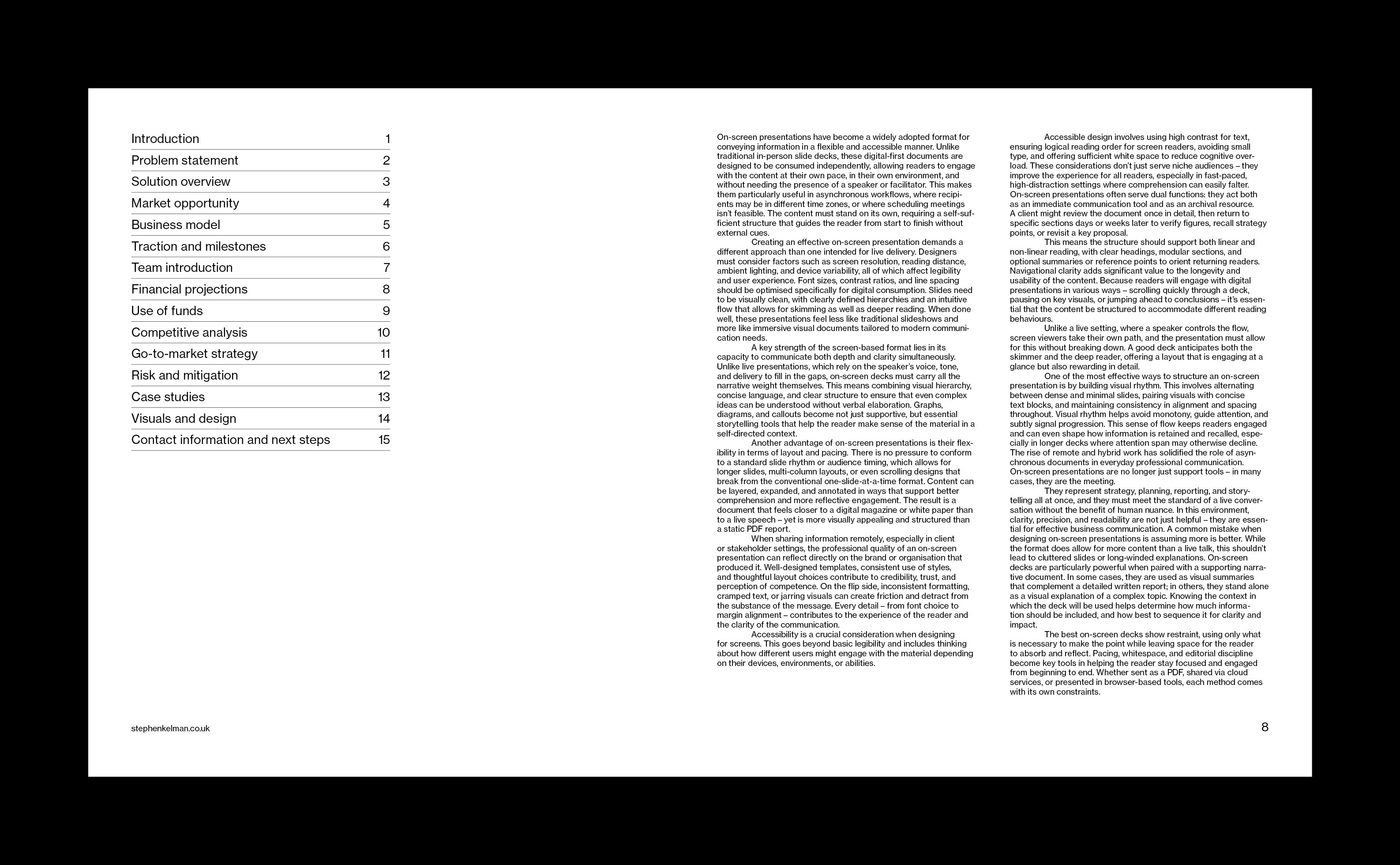 Two-column 16:9 slide with contents and body text layout