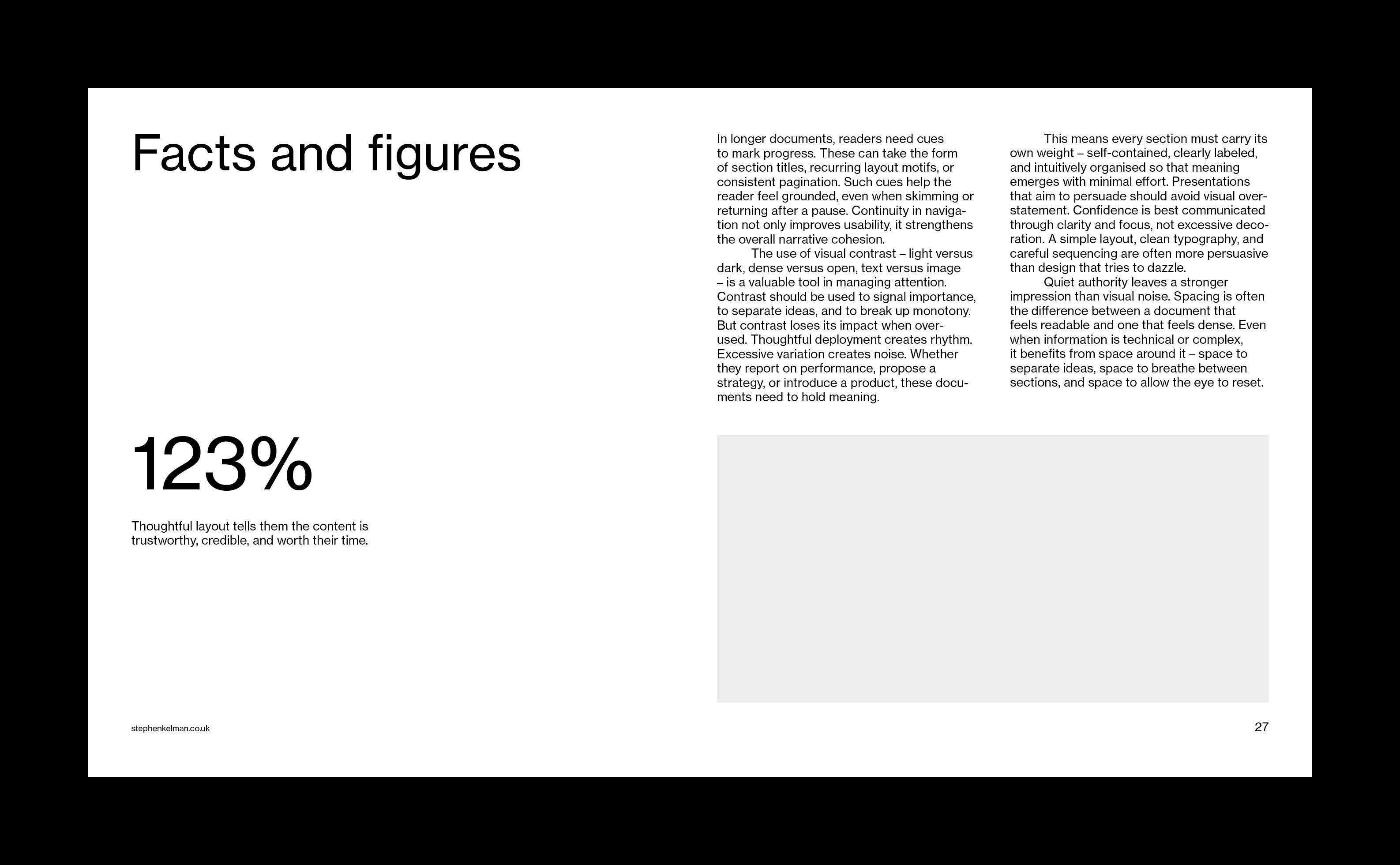 Large “123%” figure on a white layout with three text columns.