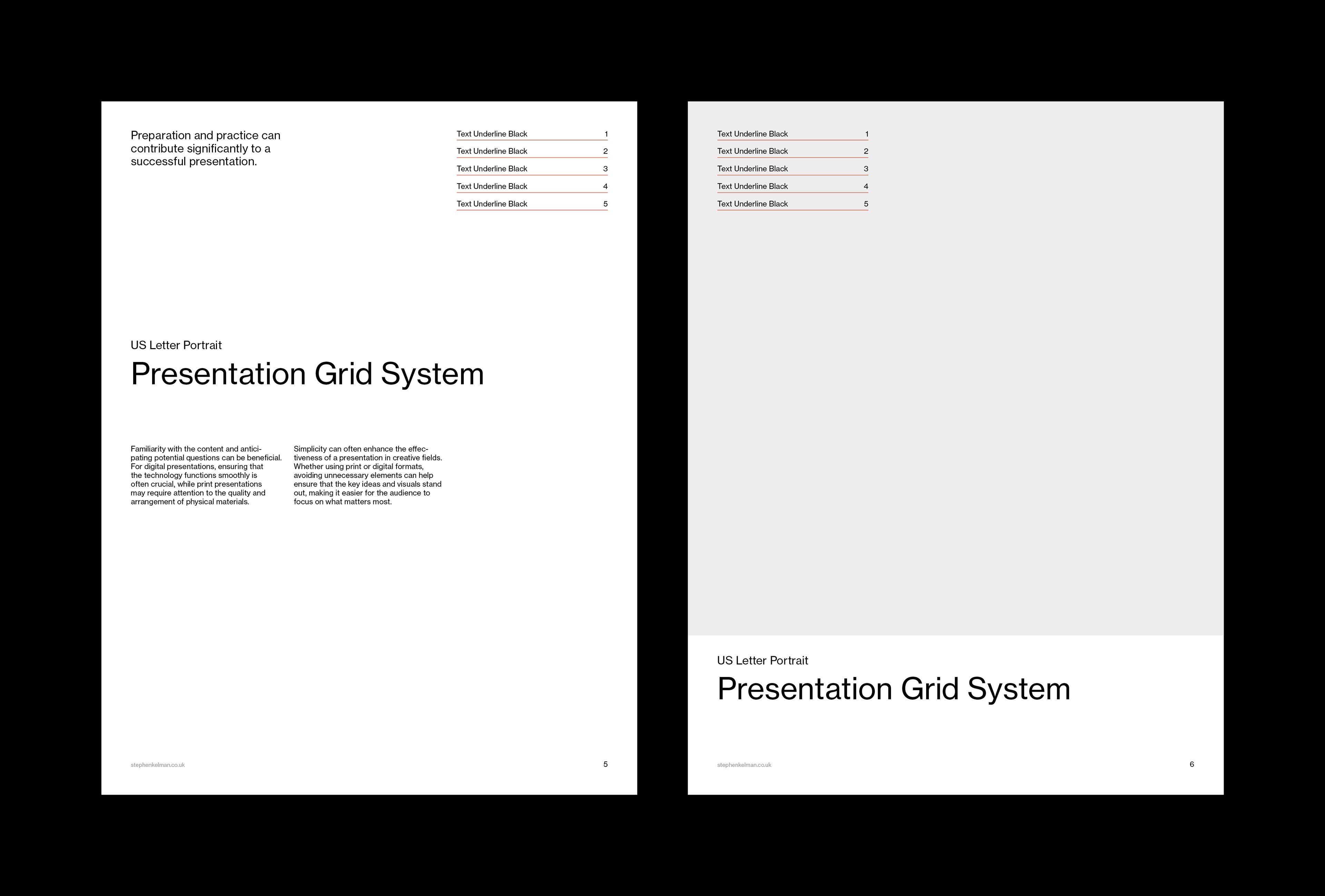 Two title-page variants: one with intro columns under the headline, one placing the headline low over a grey band.