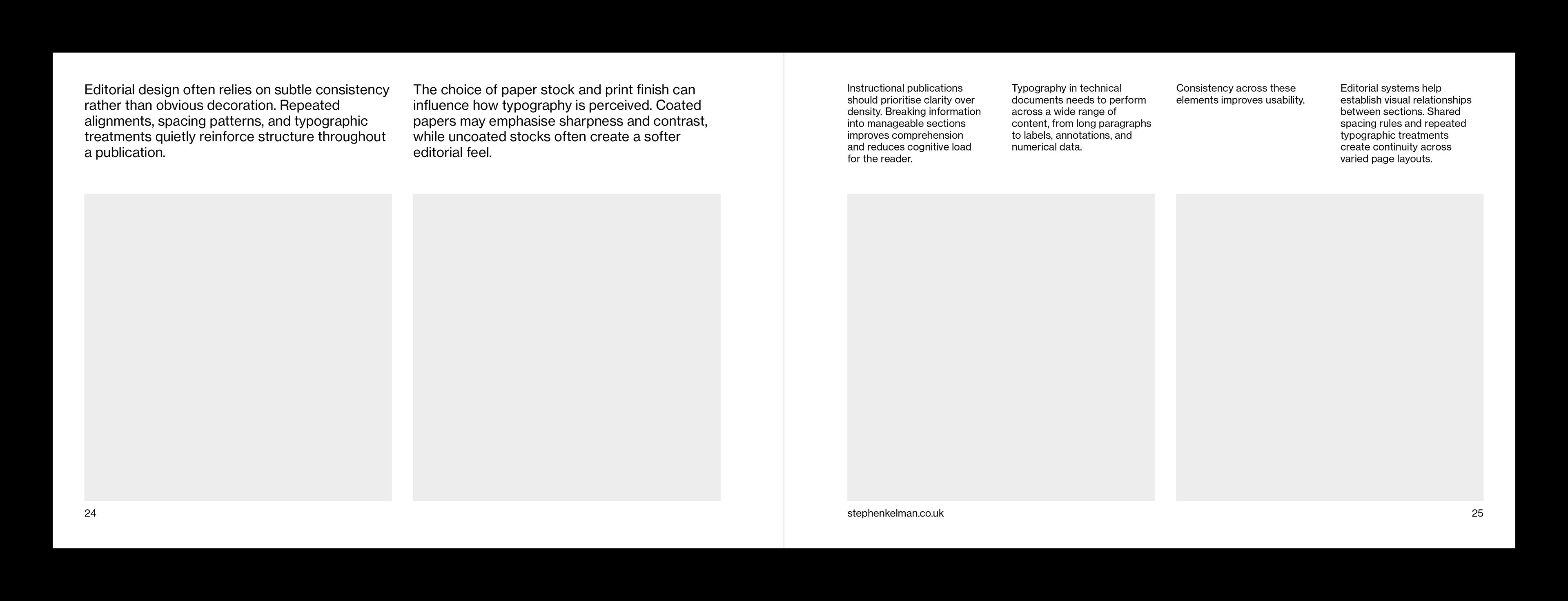 Document pages with column layouts and modular image areas for luxury watch manuals