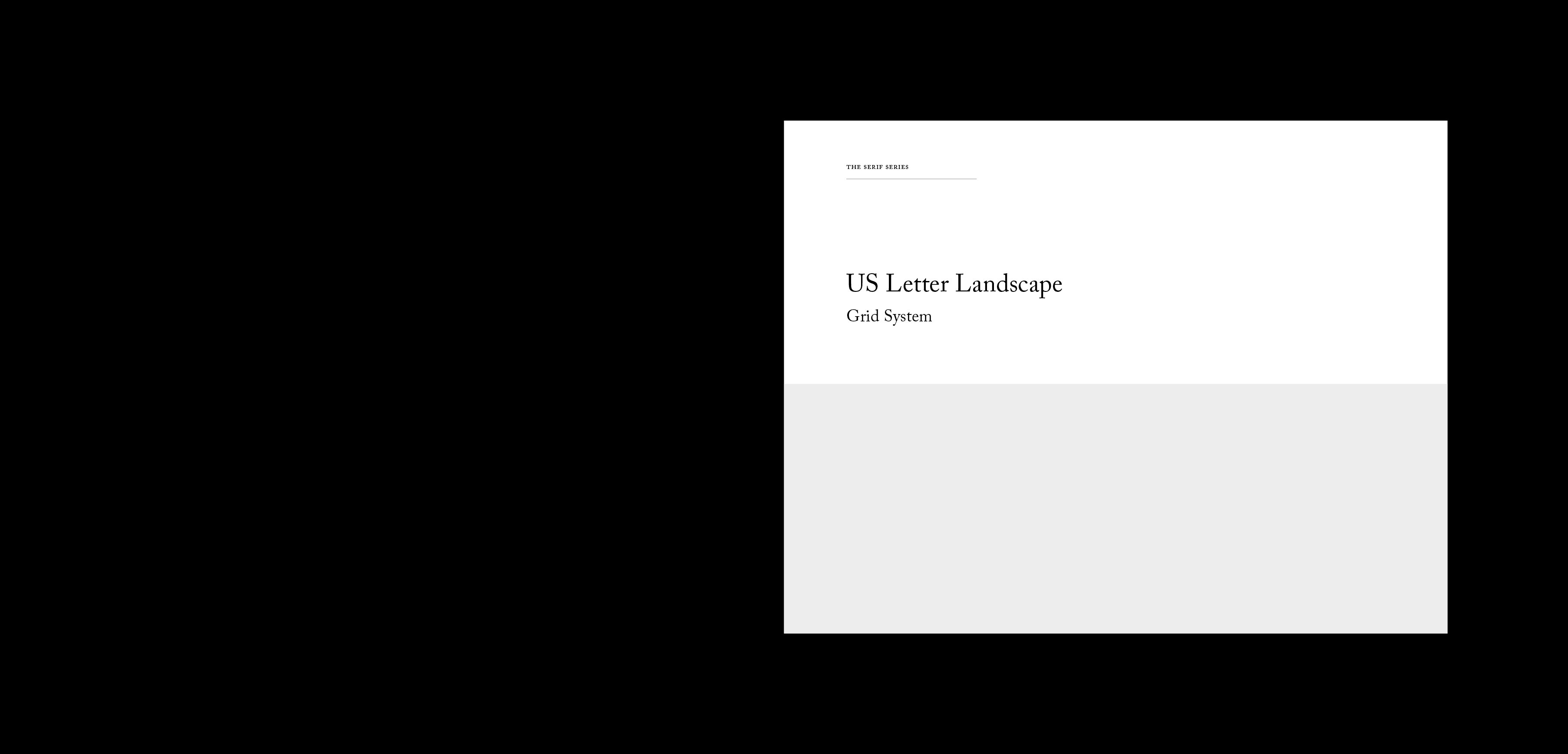 Landscape cover with the title US Letter Landscape Grid System set in serif type above a grey panel.