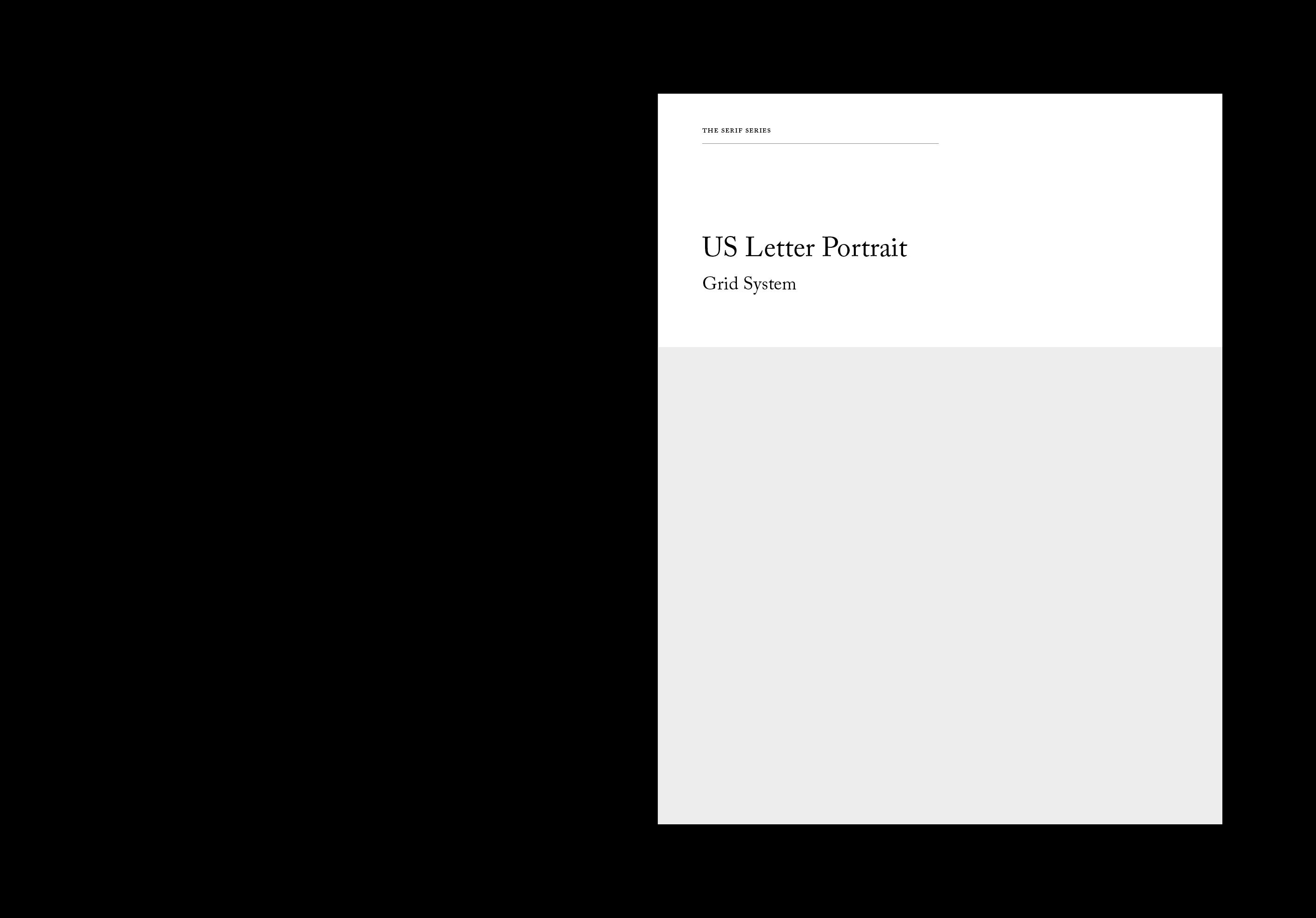 Portrait cover titled US Letter Portrait Grid System in serif type over a light grey panel.