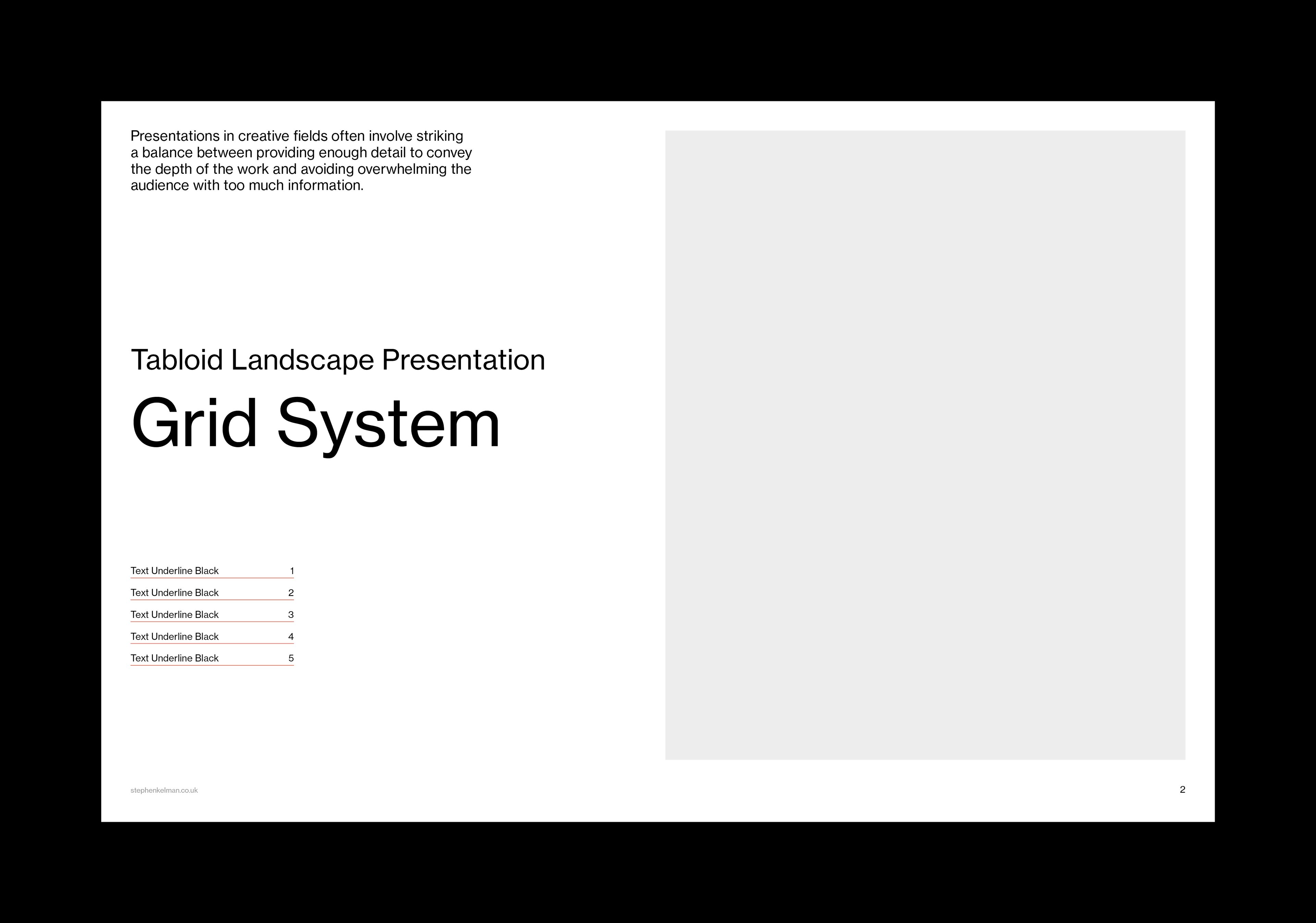 White cover layout with intro paragraph, ruled index list and a large image placeholder on the right.