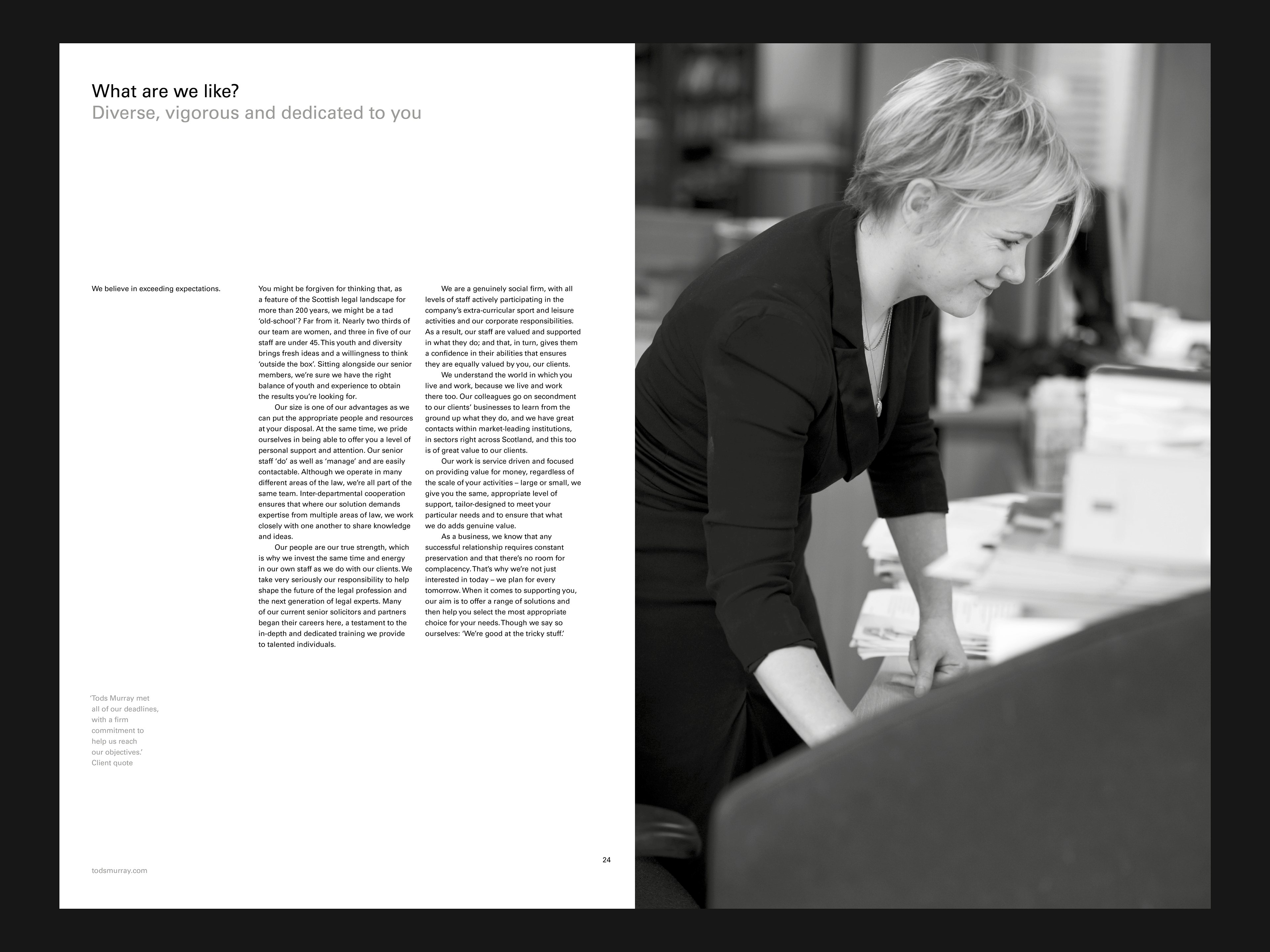 Female lawyer working – brochure spread