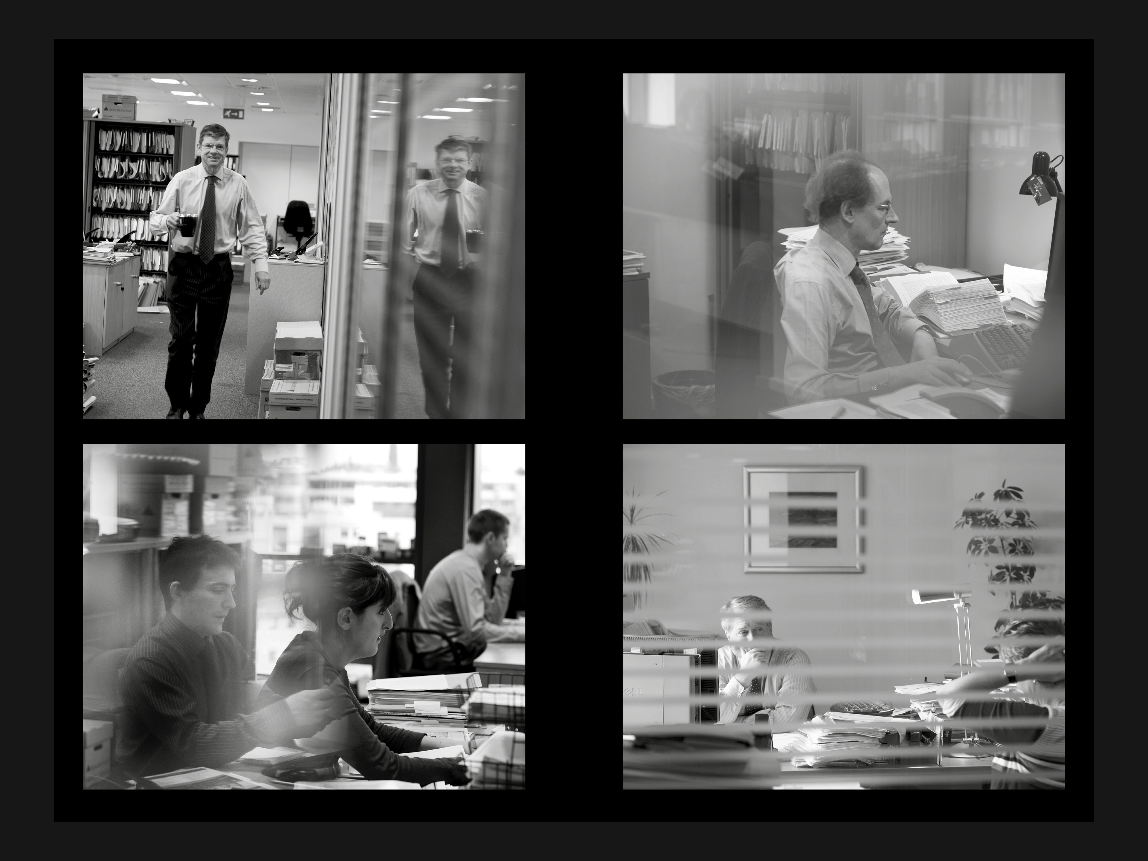 Brochure spread of editorial lawyer images