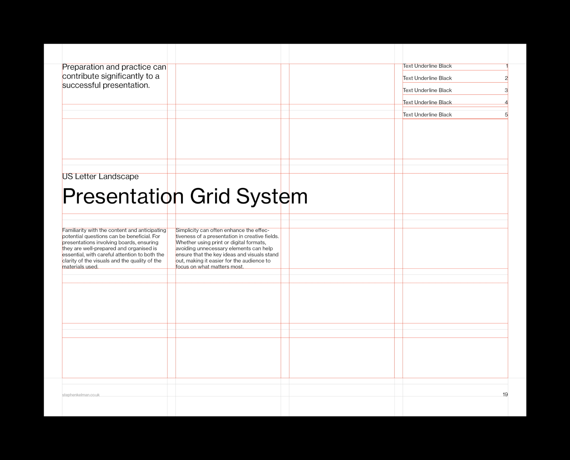 US Letter Presentation Grid System for InDesign