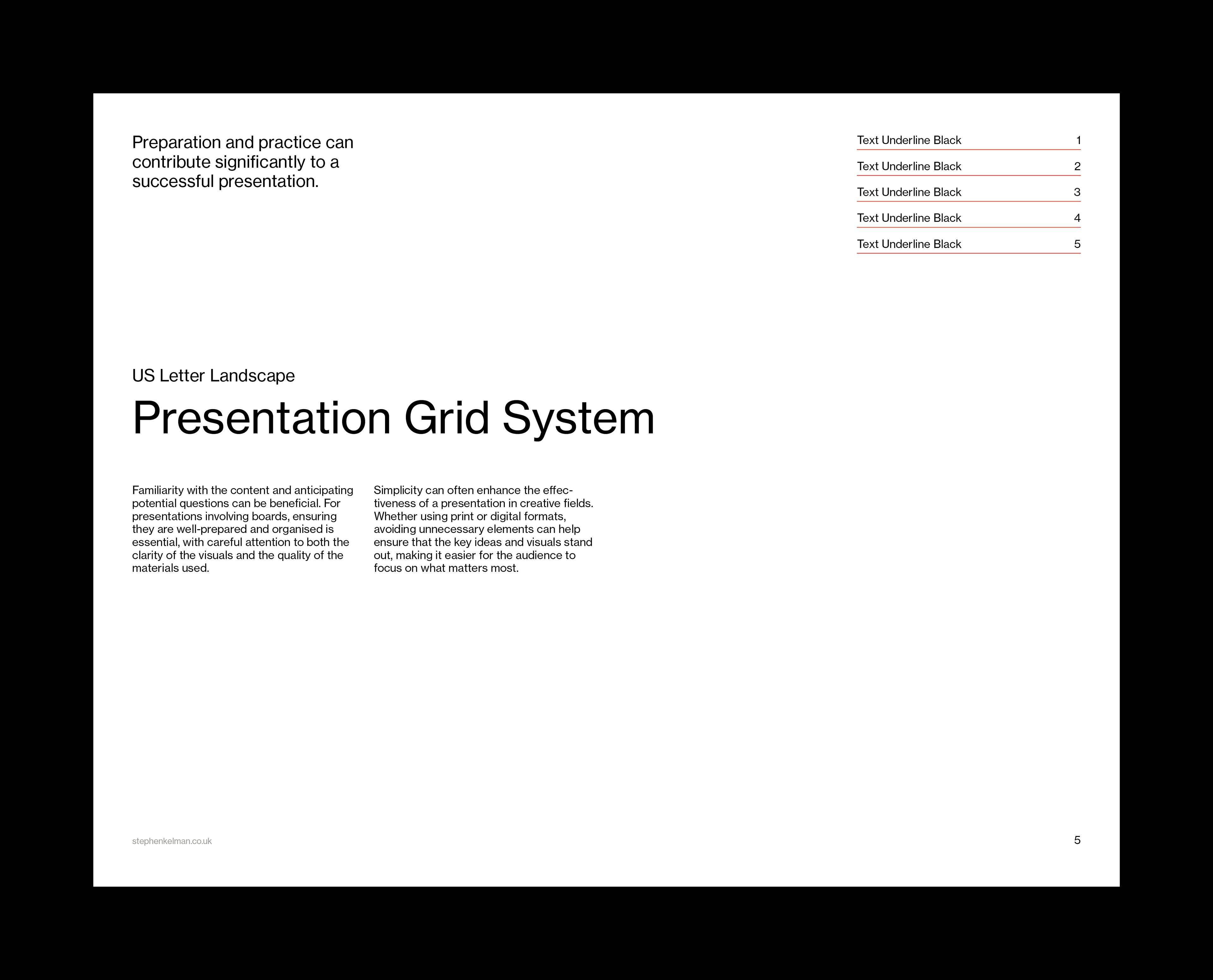 US Letter Presentation Grid System for InDesign