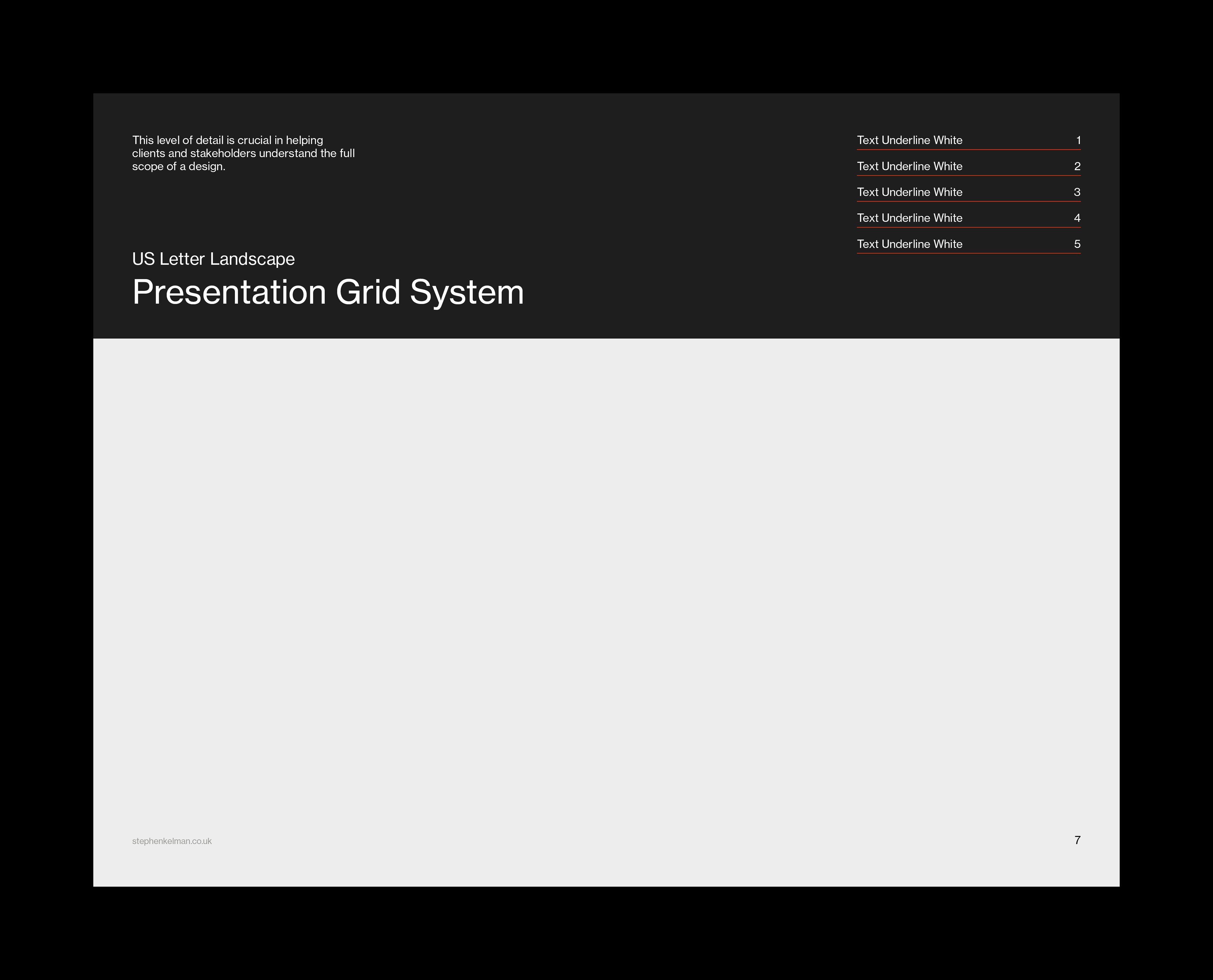 US Letter Presentation Grid System for InDesign