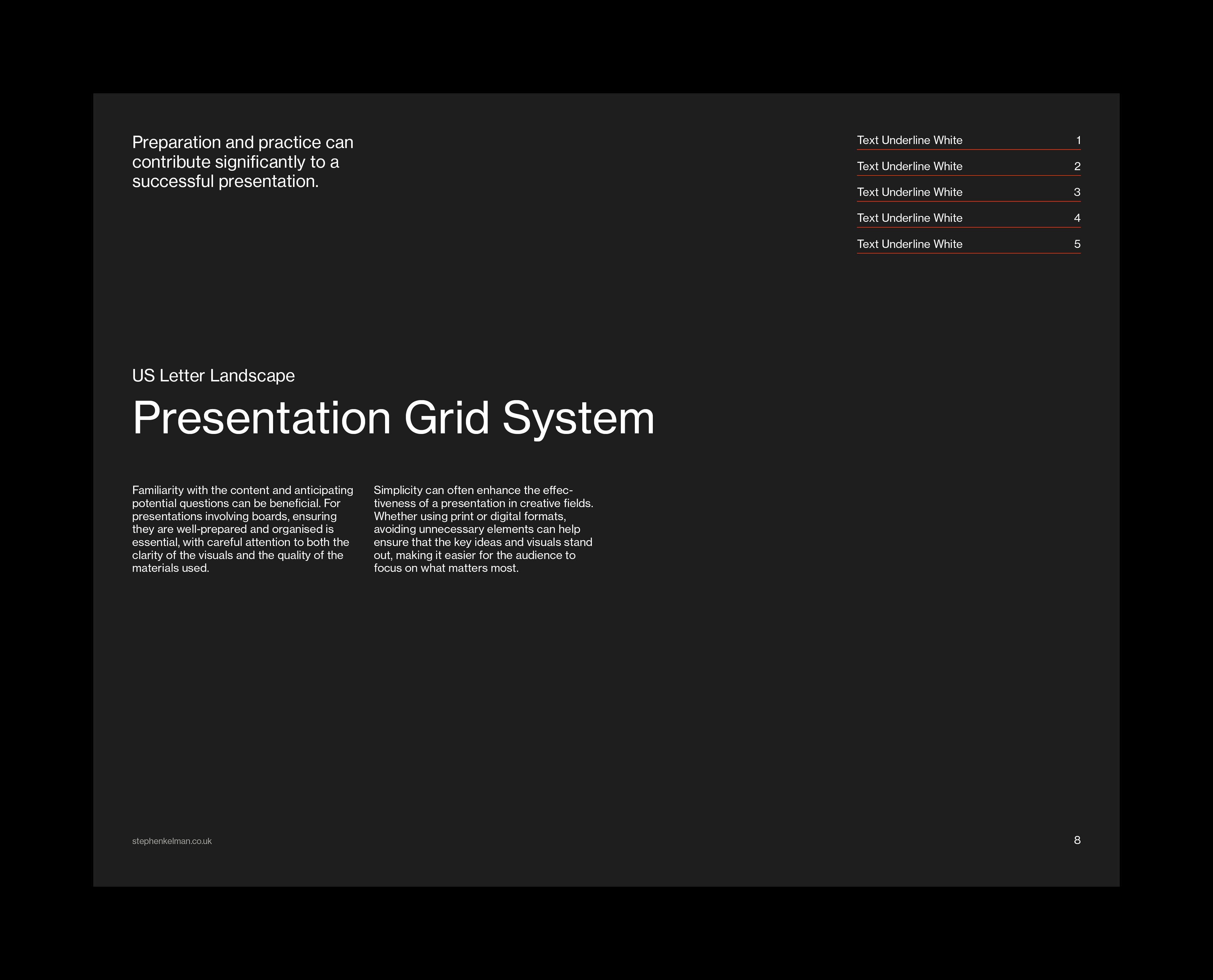 US Letter Presentation Grid System for InDesign