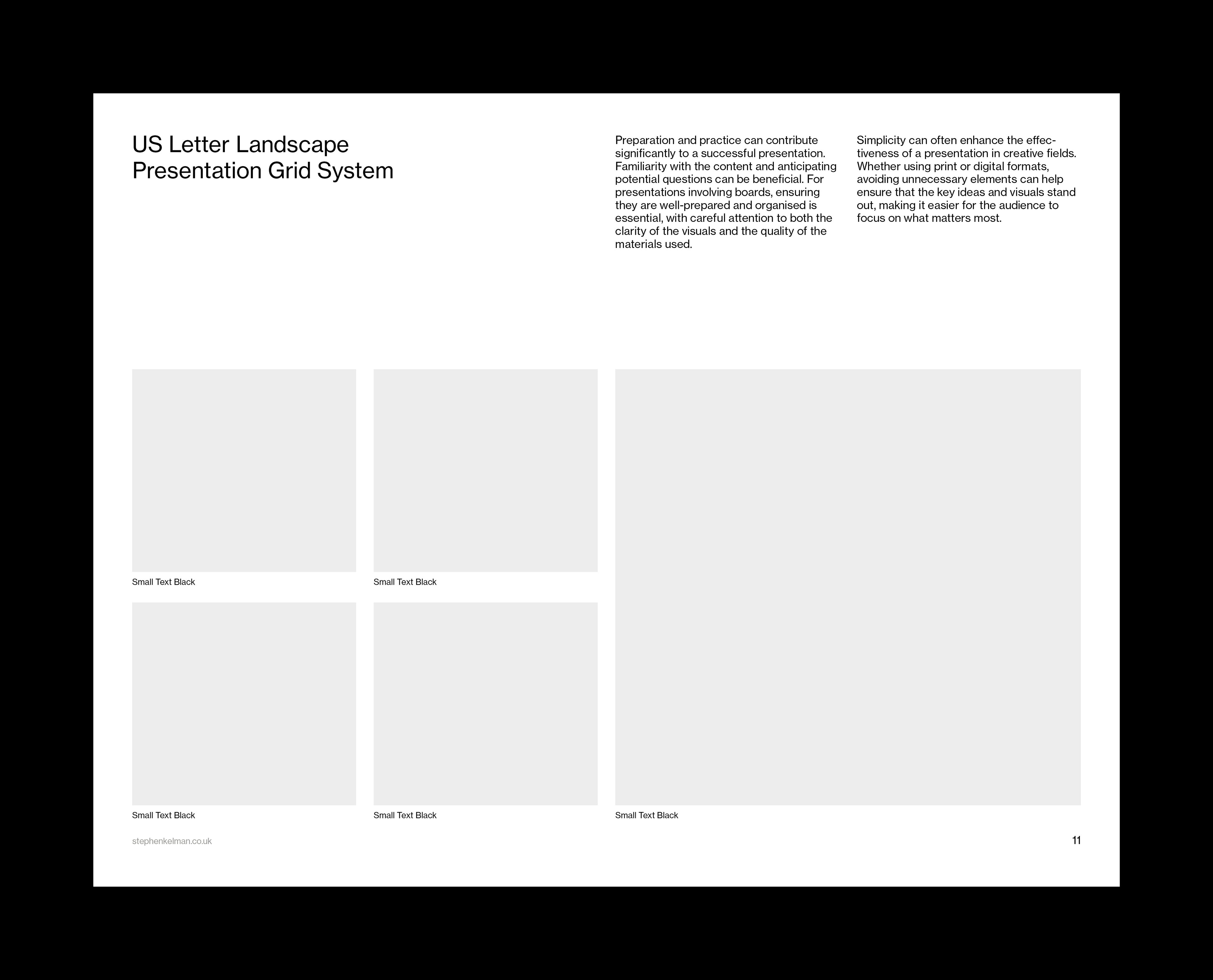 US Letter Presentation Grid System for InDesign